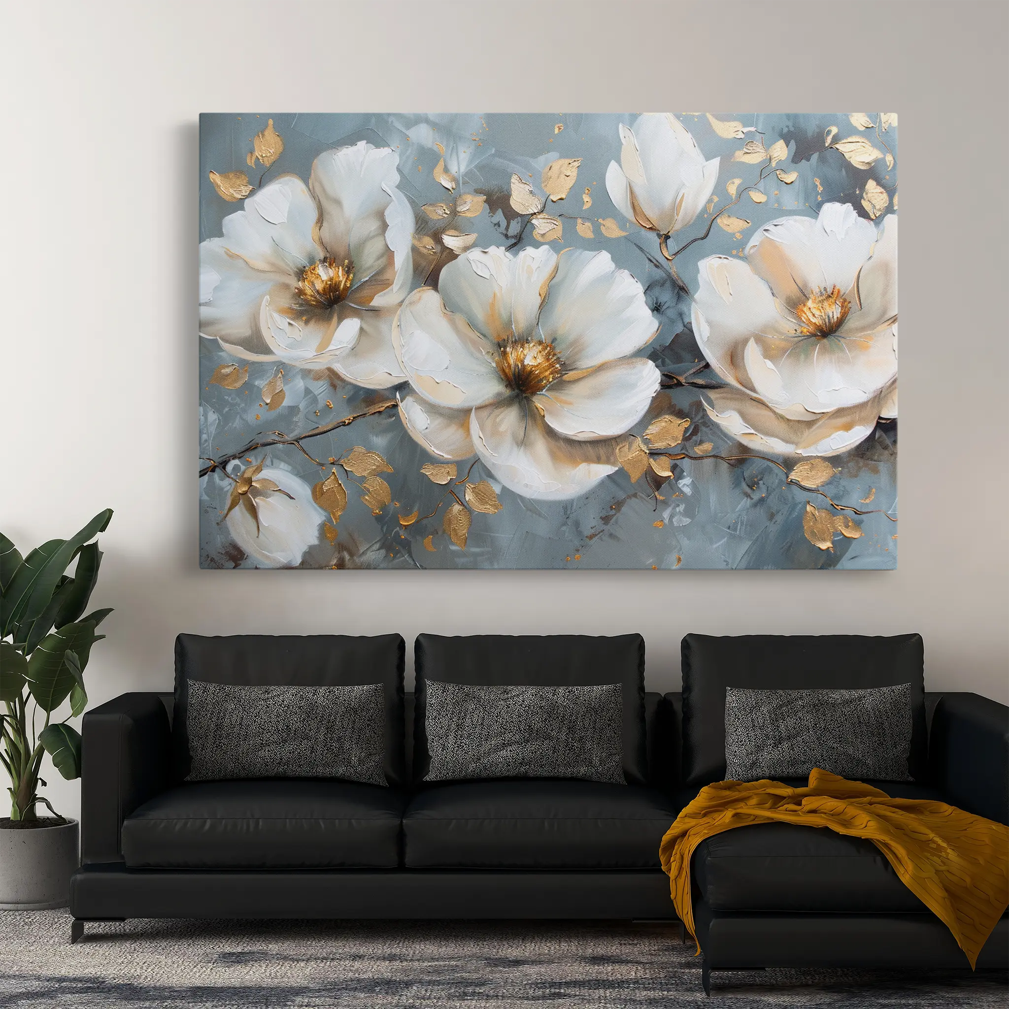 Floral Canvas Wall Art WAD020-F 90 x 60 cm / Stretched on hidden frame