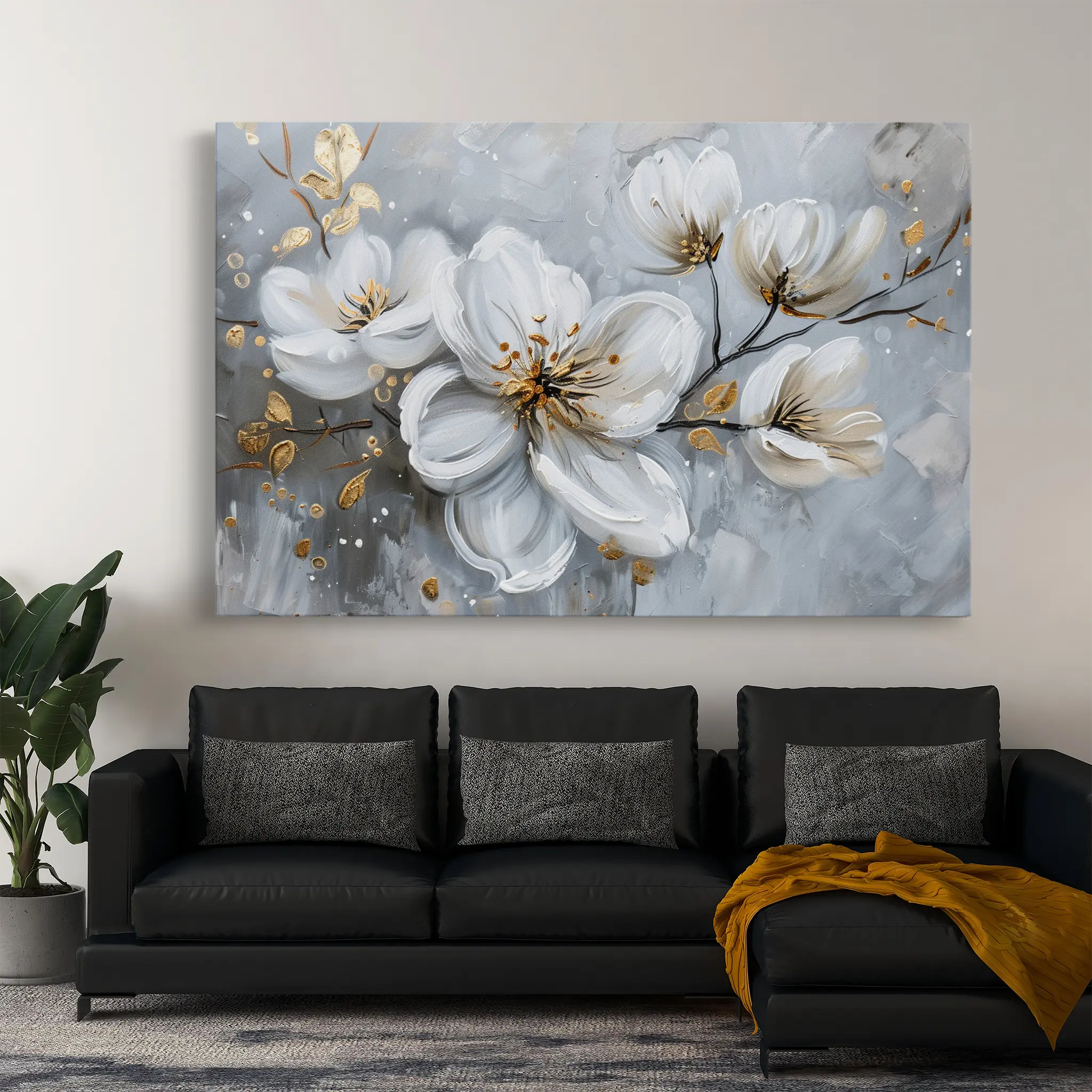 Floral Canvas Wall Art WAD021-F 90 x 60 cm / Stretched on hidden frame