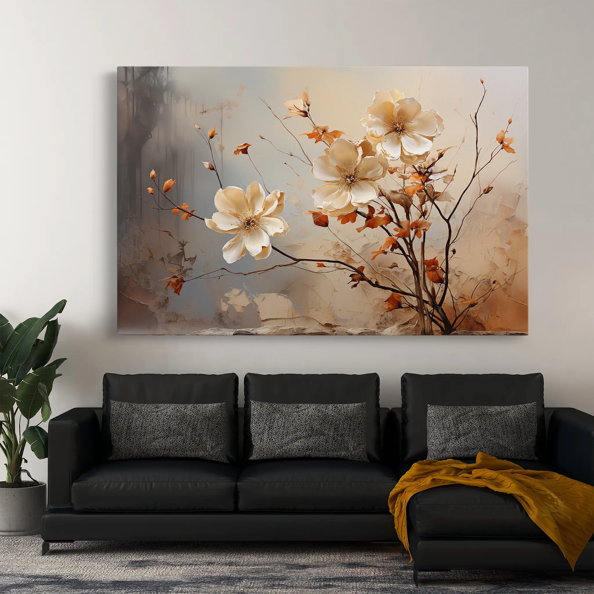 Floral Canvas Wall Art WAD023-F 90 x 60 cm / Stretched on hidden frame