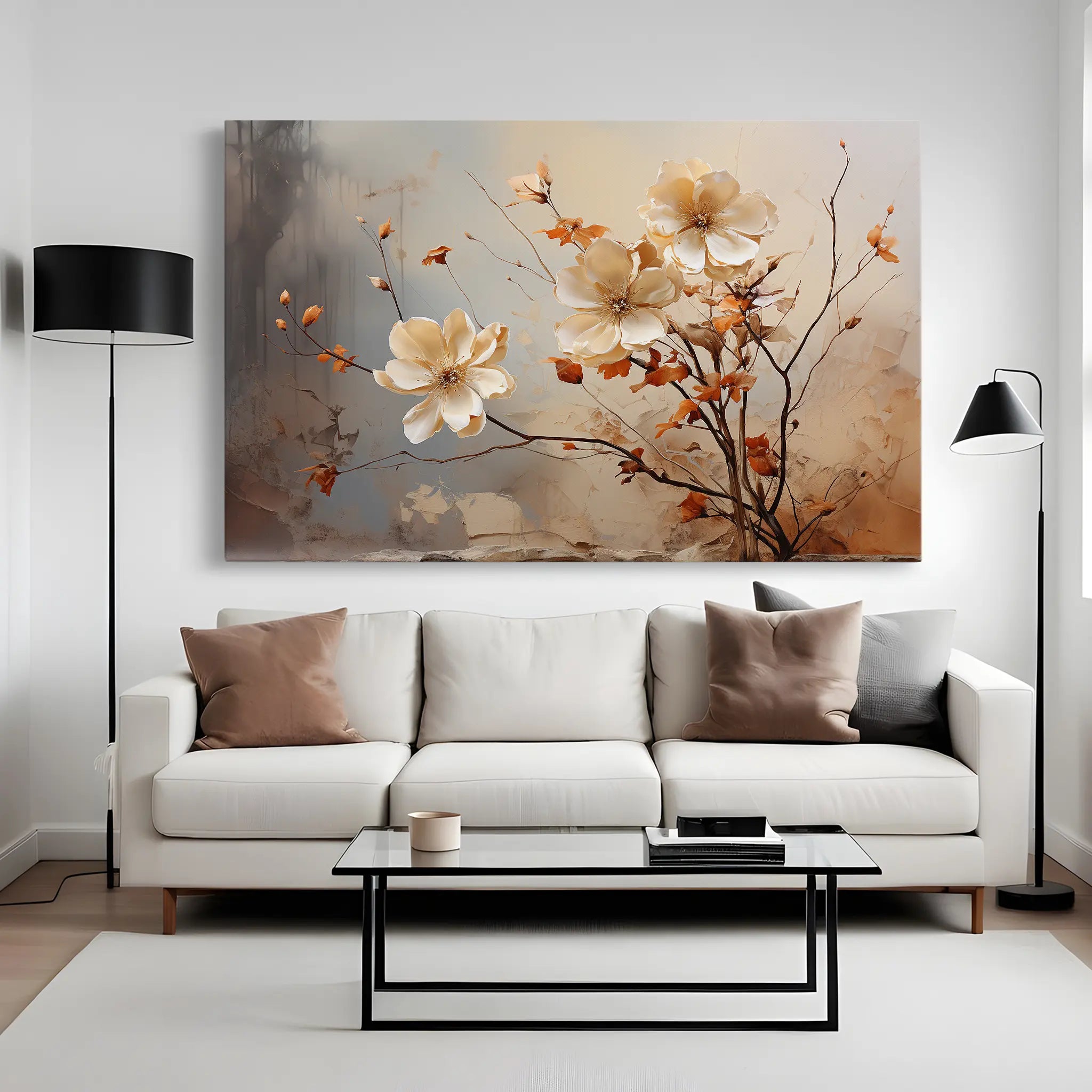 Floral Canvas Wall Art WAD023-F 90 x 60 cm / Stretched on hidden frame