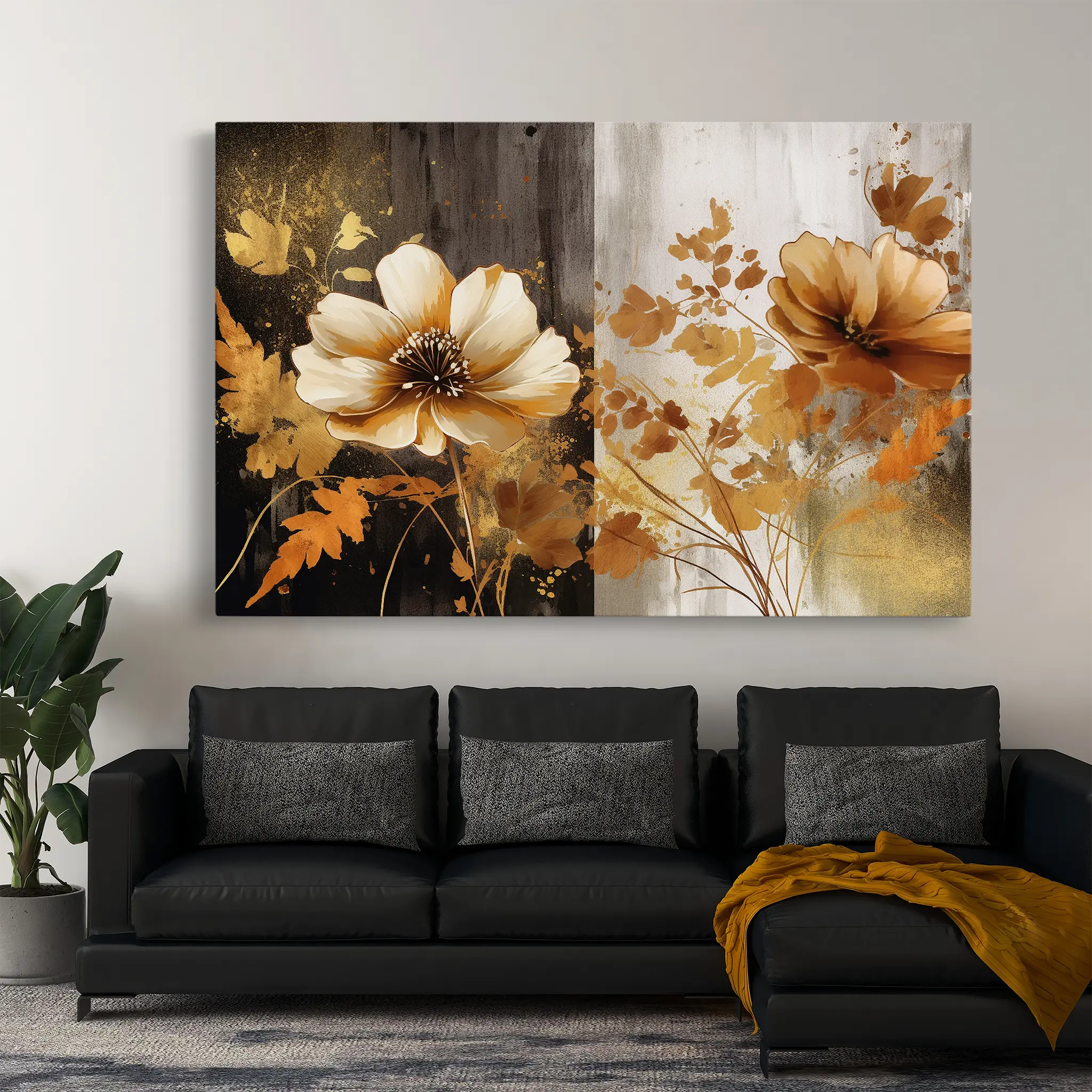 Floral Canvas Wall Art WAD031-F 90 x 60 cm / Stretched on hidden frame