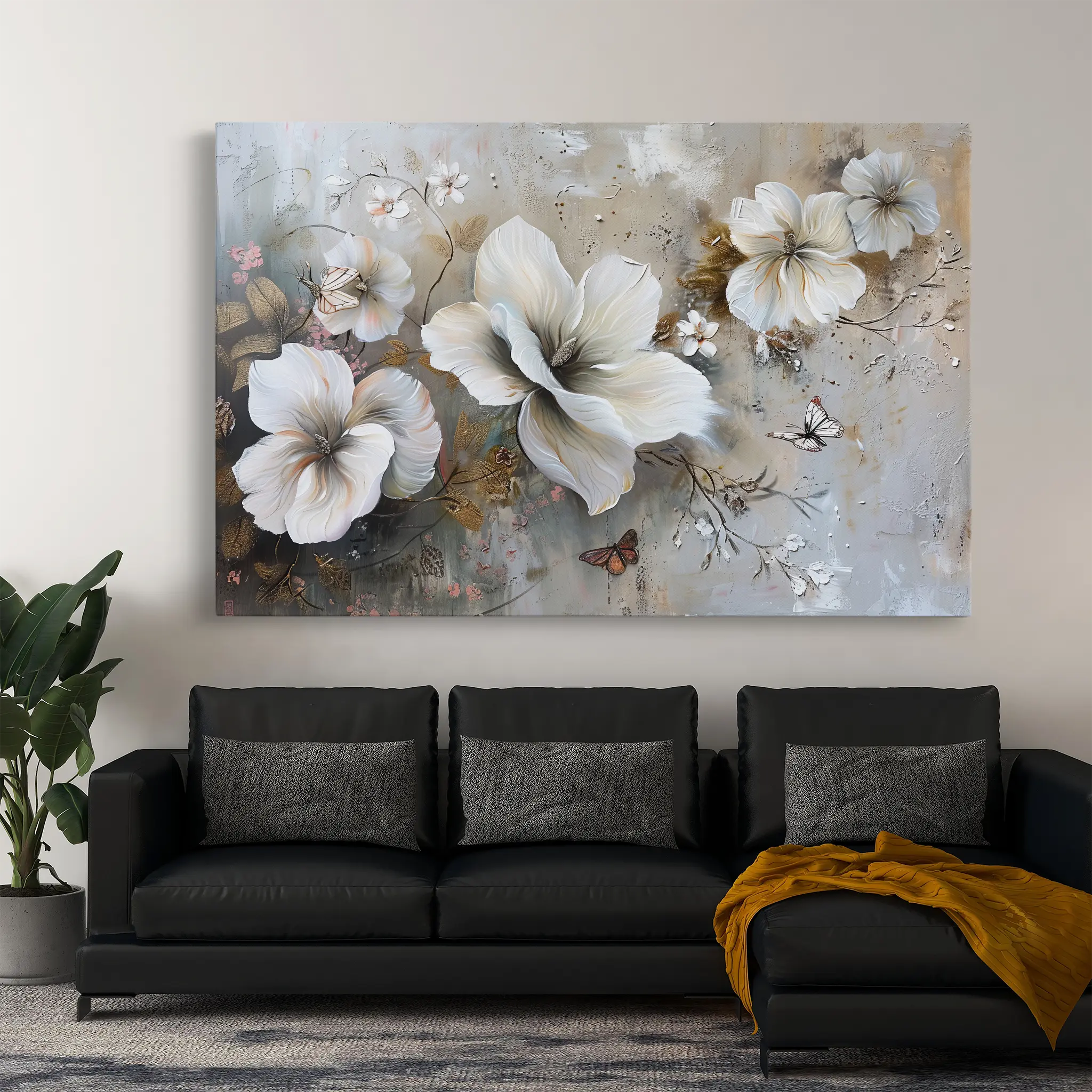 Floral Canvas Wall Art WAD032-F 90 x 60 cm / Stretched on hidden frame