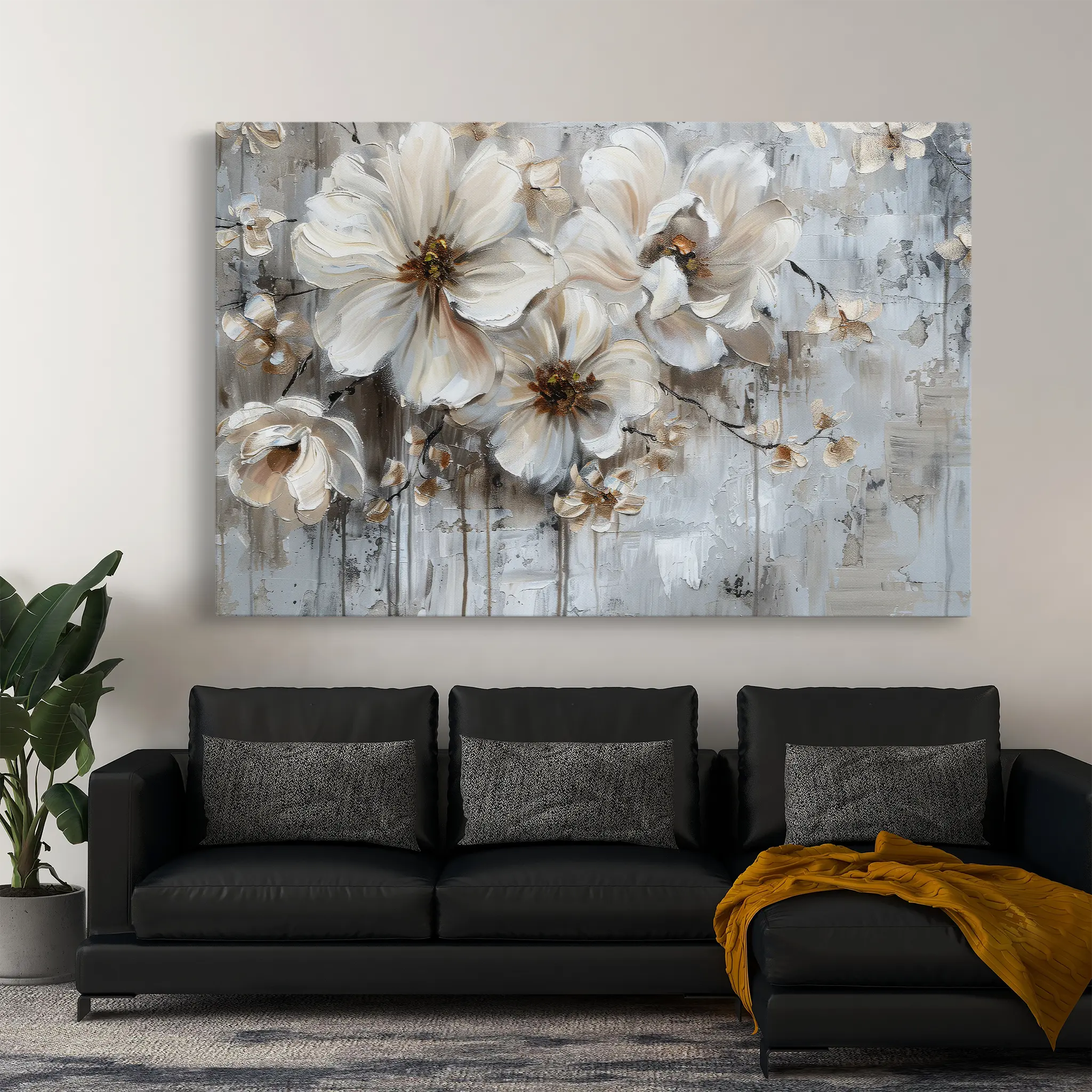 Floral Canvas Wall Art WAD036-F 90 x 60 cm / Stretched on hidden frame