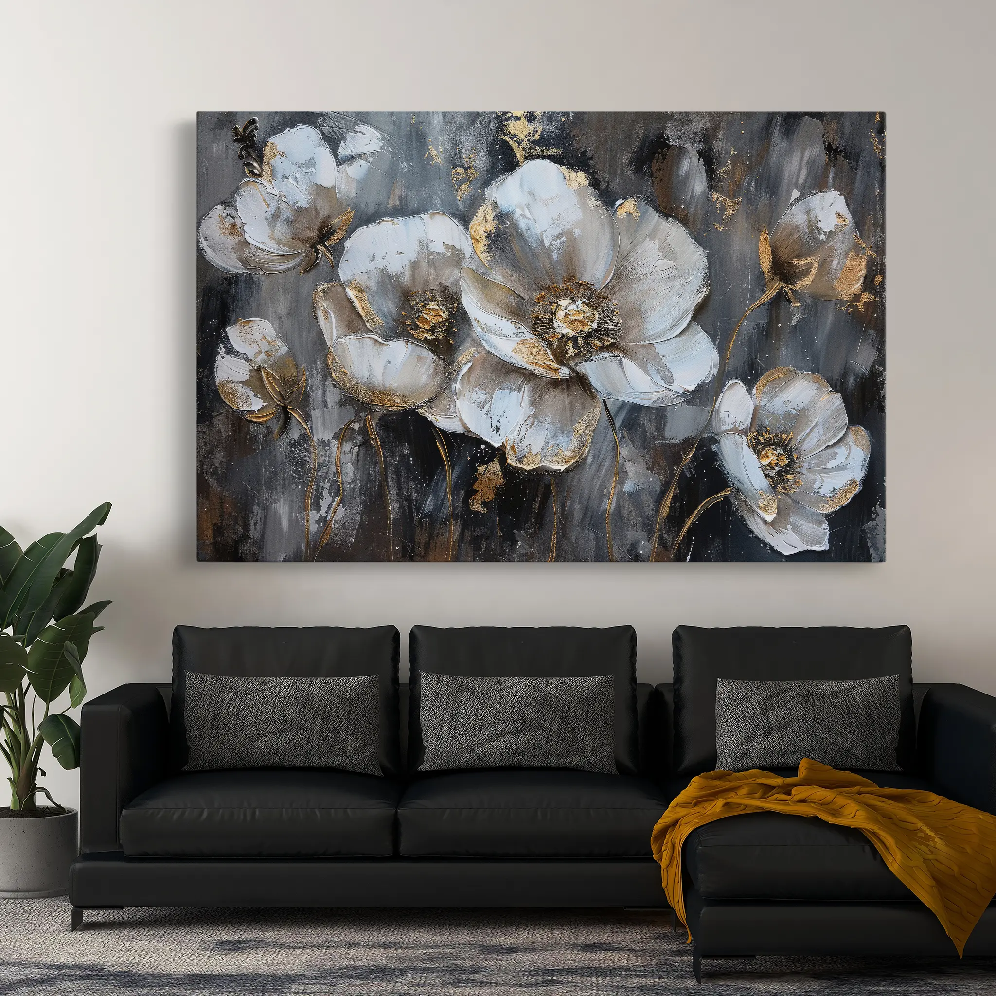 Floral Canvas Wall Art WAD037-F 90 x 60 cm / Stretched on hidden frame