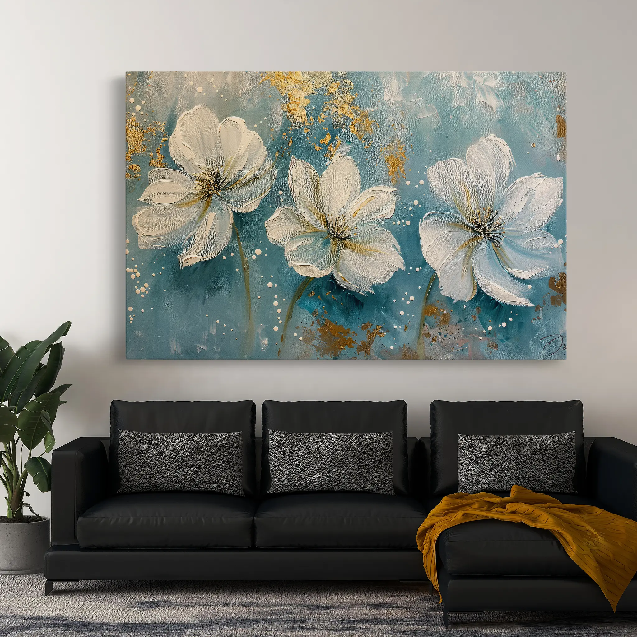 Floral Canvas Wall Art WAD043-F 90 x 60 cm / Stretched on hidden frame