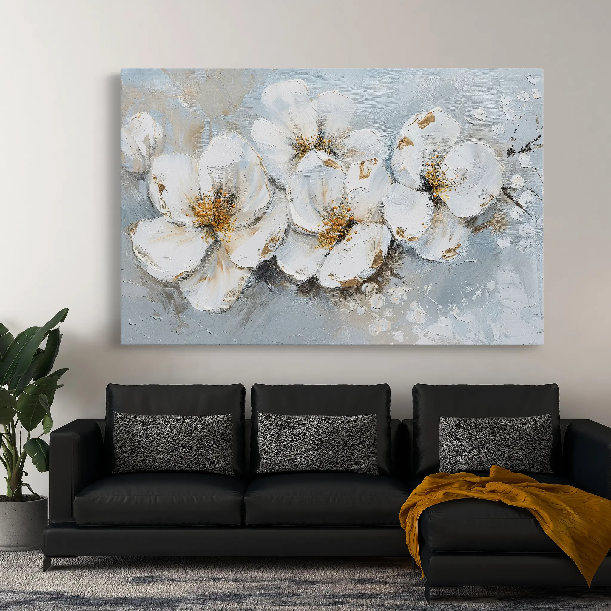 Floral Canvas Wall Art WAD047-F 90 x 60 cm / Stretched on hidden frame