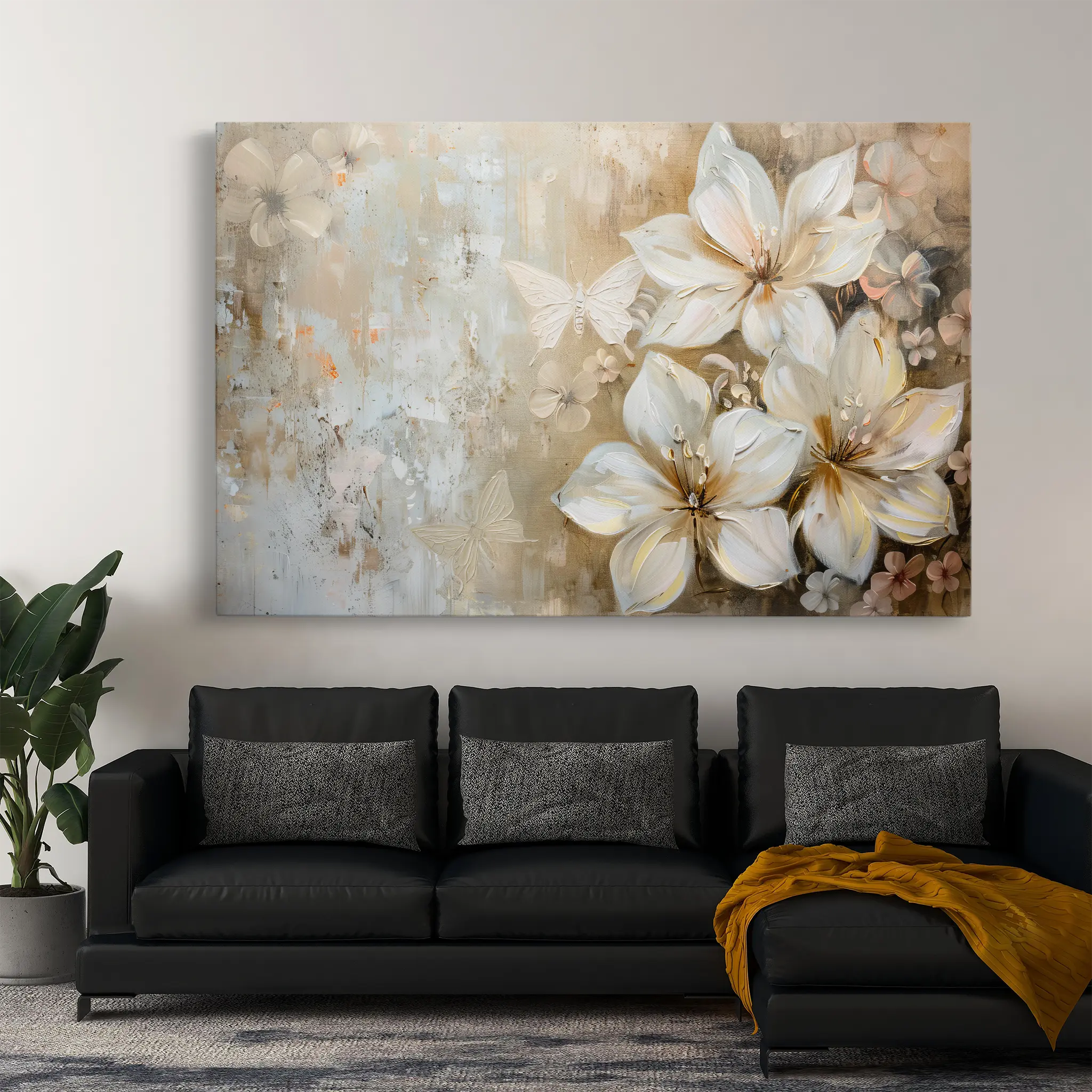 Floral Canvas Wall Art WAD051-F 90 x 60 cm / Stretched on hidden frame