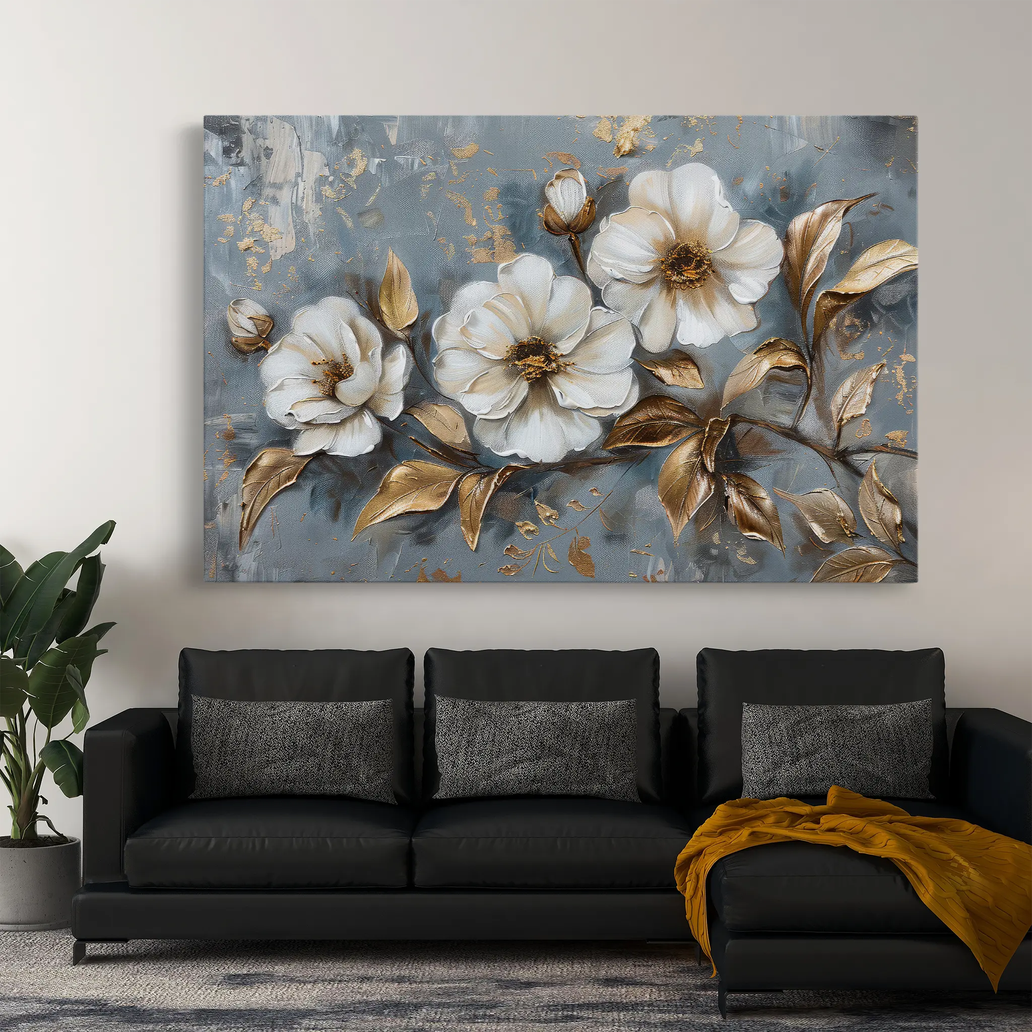 Floral Canvas Wall Art WAD052-F 90 x 60 cm / Stretched on hidden frame