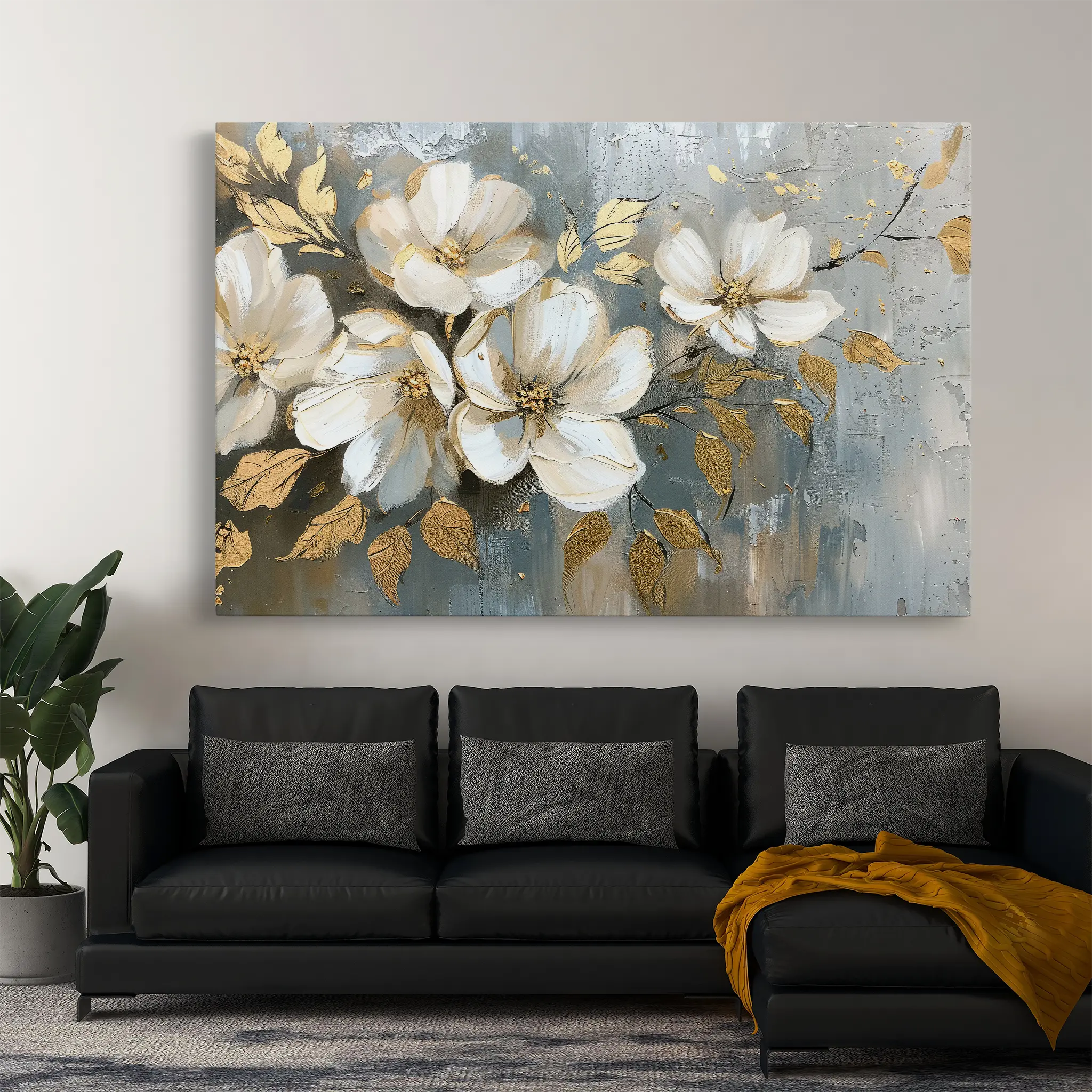 Floral Canvas Wall Art WAD055-F 90 x 60 cm / Stretched on hidden frame