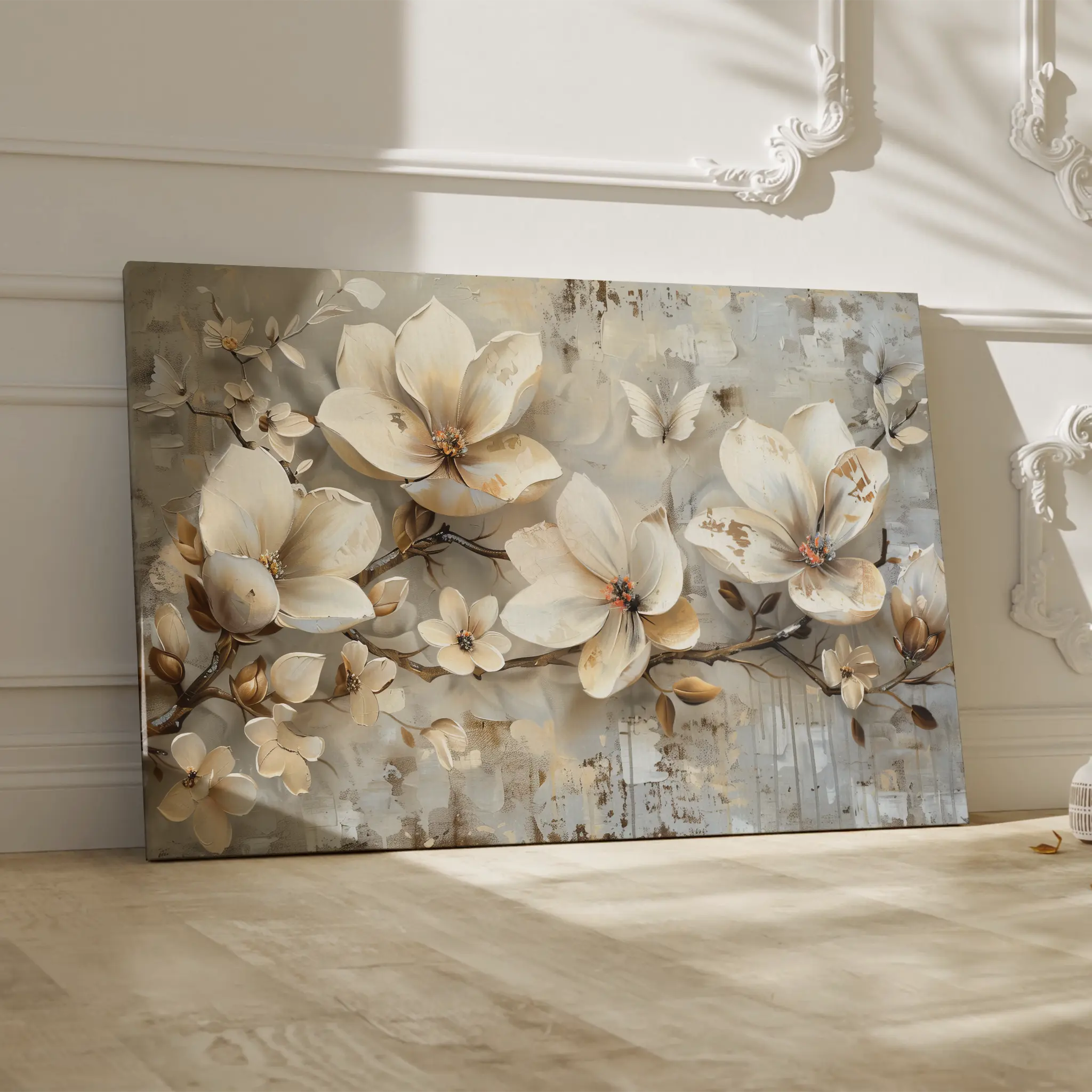 Floral Canvas Wall Art WAD056-F 90 x 60 cm / Stretched on hidden frame