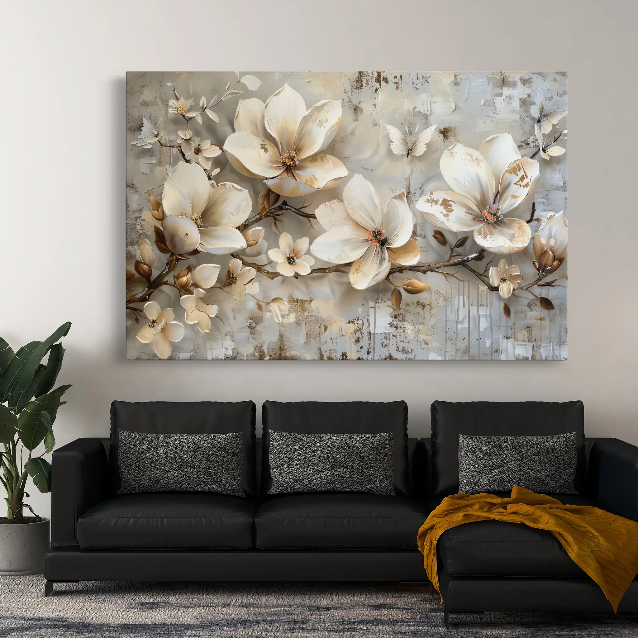 Floral Canvas Wall Art WAD056-F 90 x 60 cm / Stretched on hidden frame