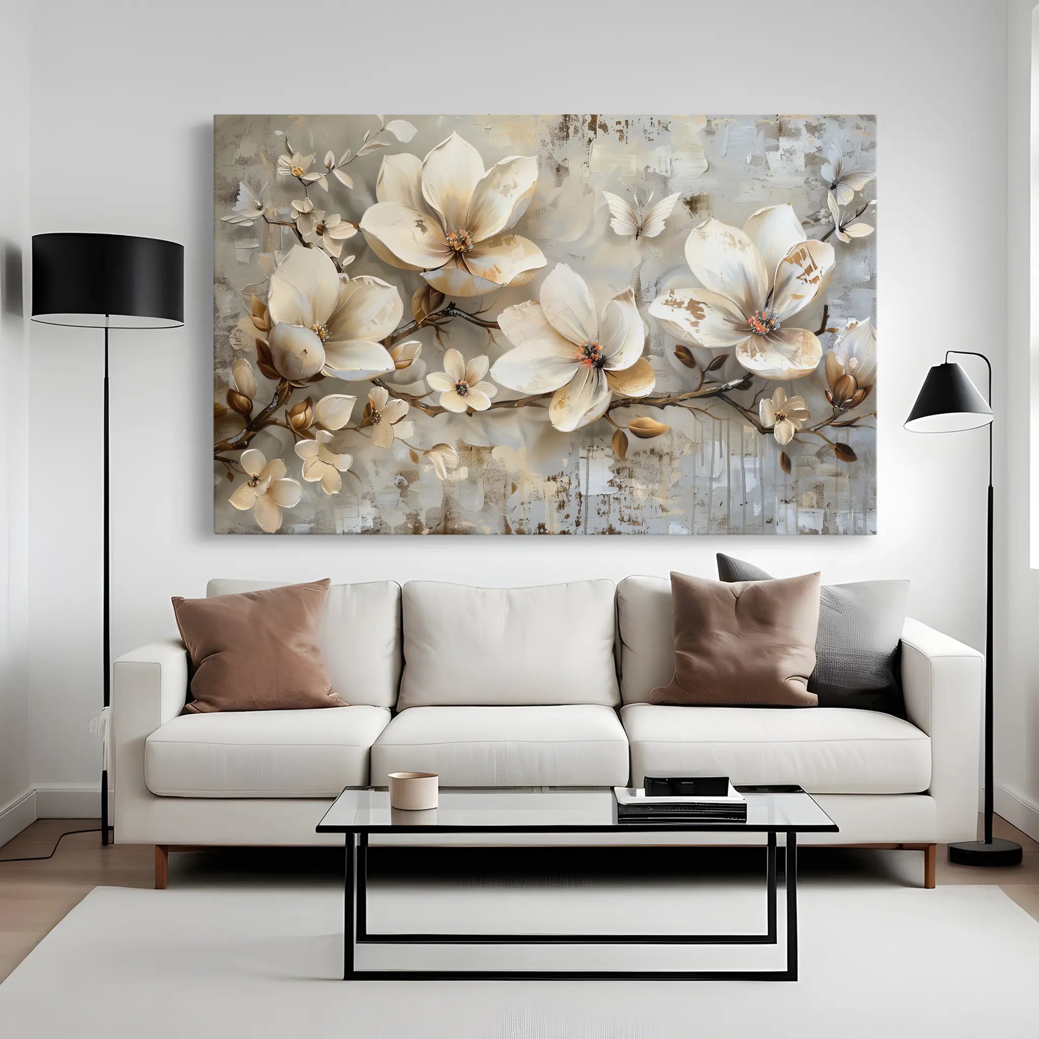 Floral Canvas Wall Art WAD056-F 90 x 60 cm / Stretched on hidden frame