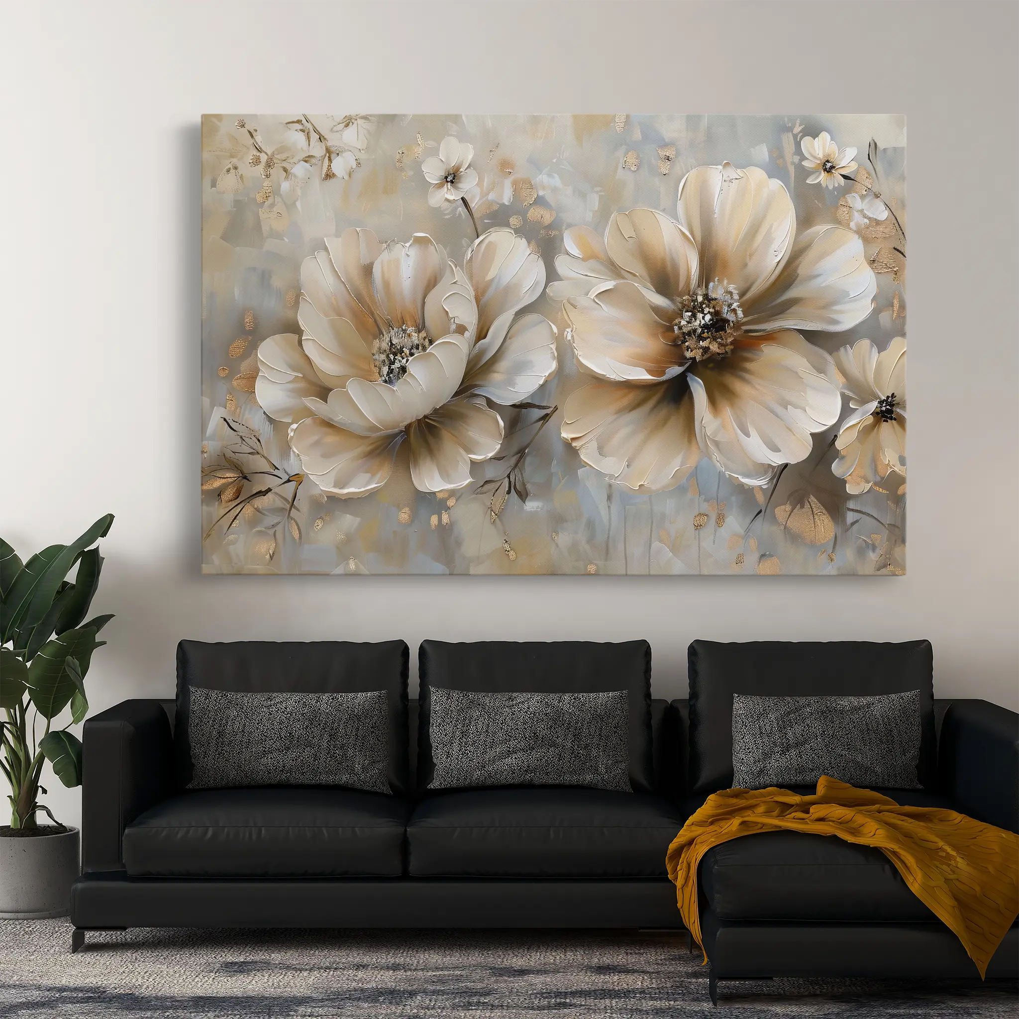 Floral Canvas Wall Art WAD063-F 90 x 60 cm / Stretched on hidden frame