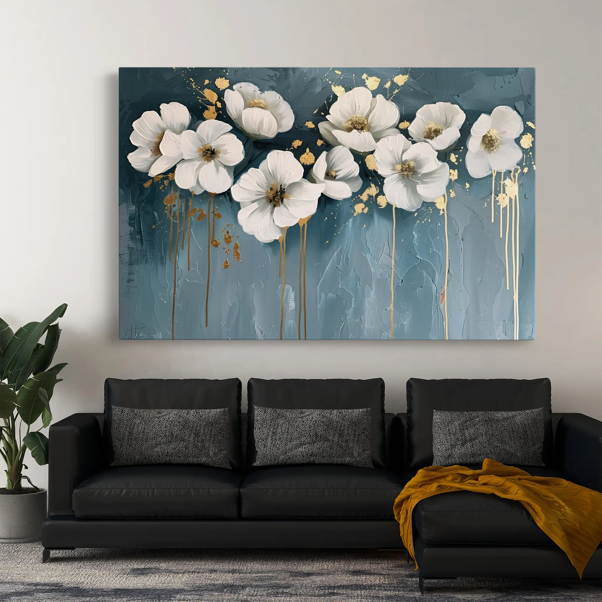 Floral Canvas Wall Art WAD070-F 90 x 60 cm / Stretched on hidden frame