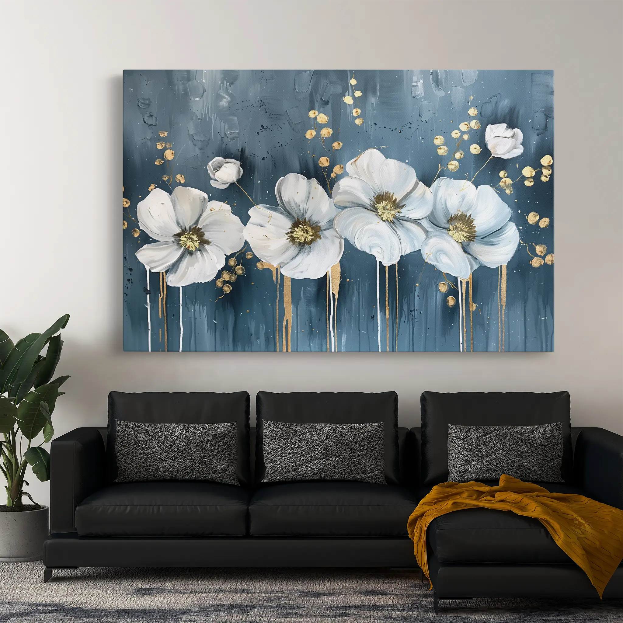 Floral Canvas Wall Art WAD071-F 90 x 60 cm / Stretched on hidden frame