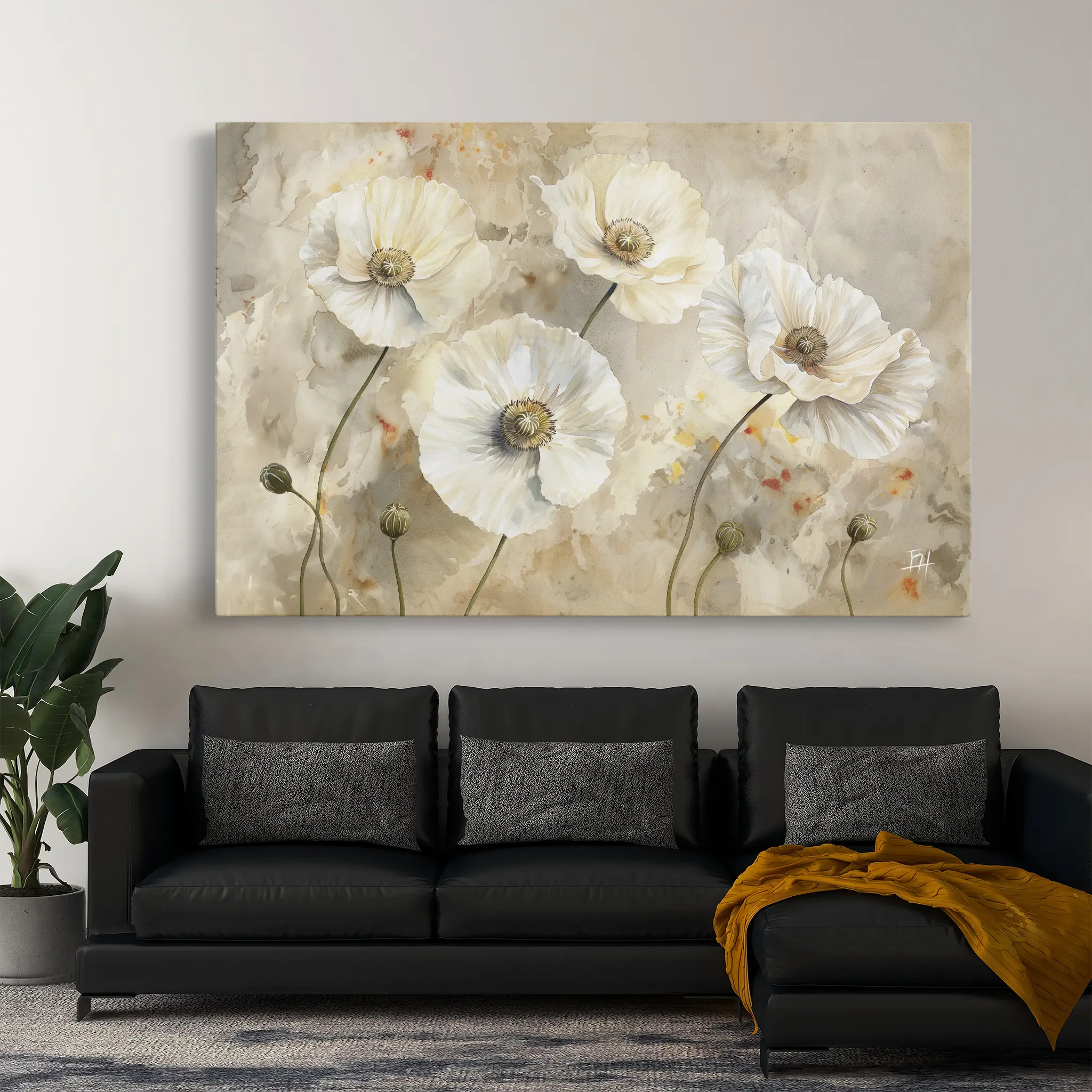 Floral Canvas Wall Art WAD074-F 90 x 60 cm / Stretched on hidden frame