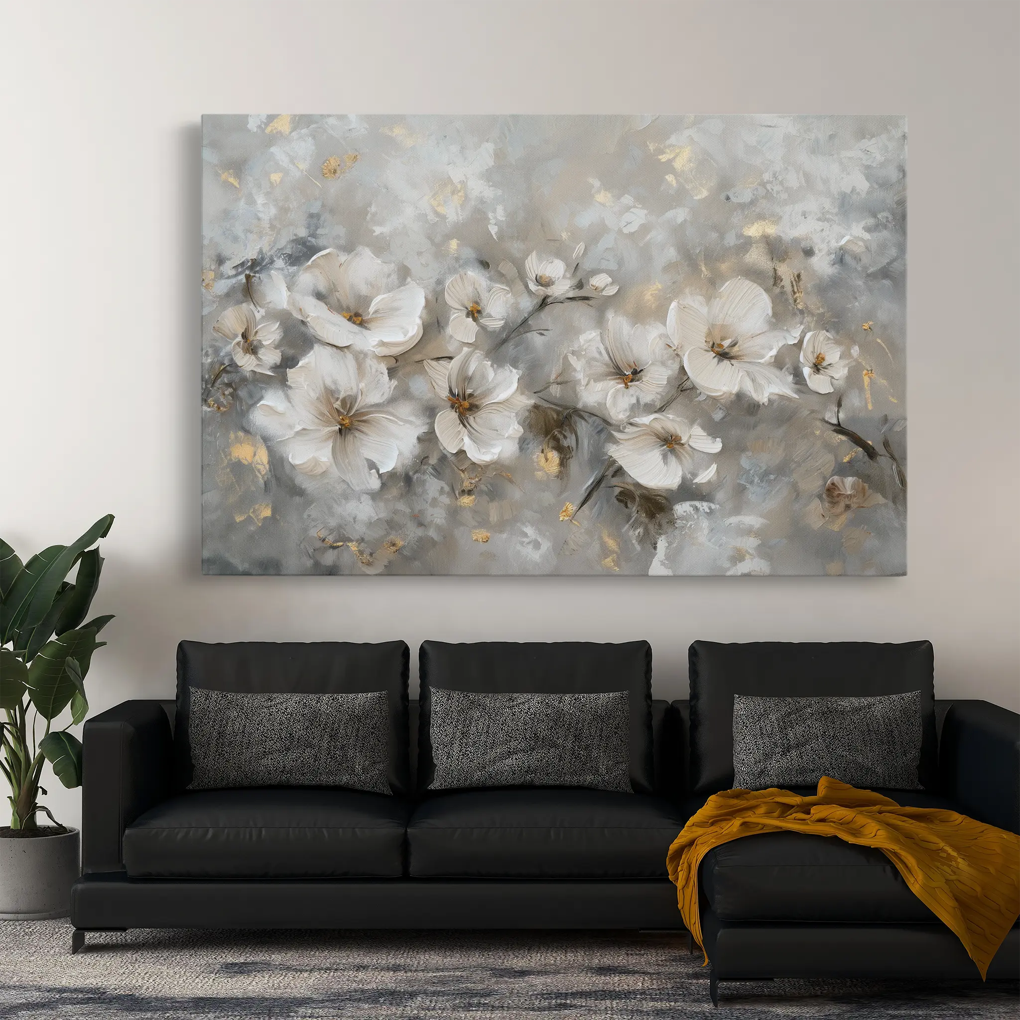 Floral Canvas Wall Art WAD075-F 90 x 60 cm / Stretched on hidden frame