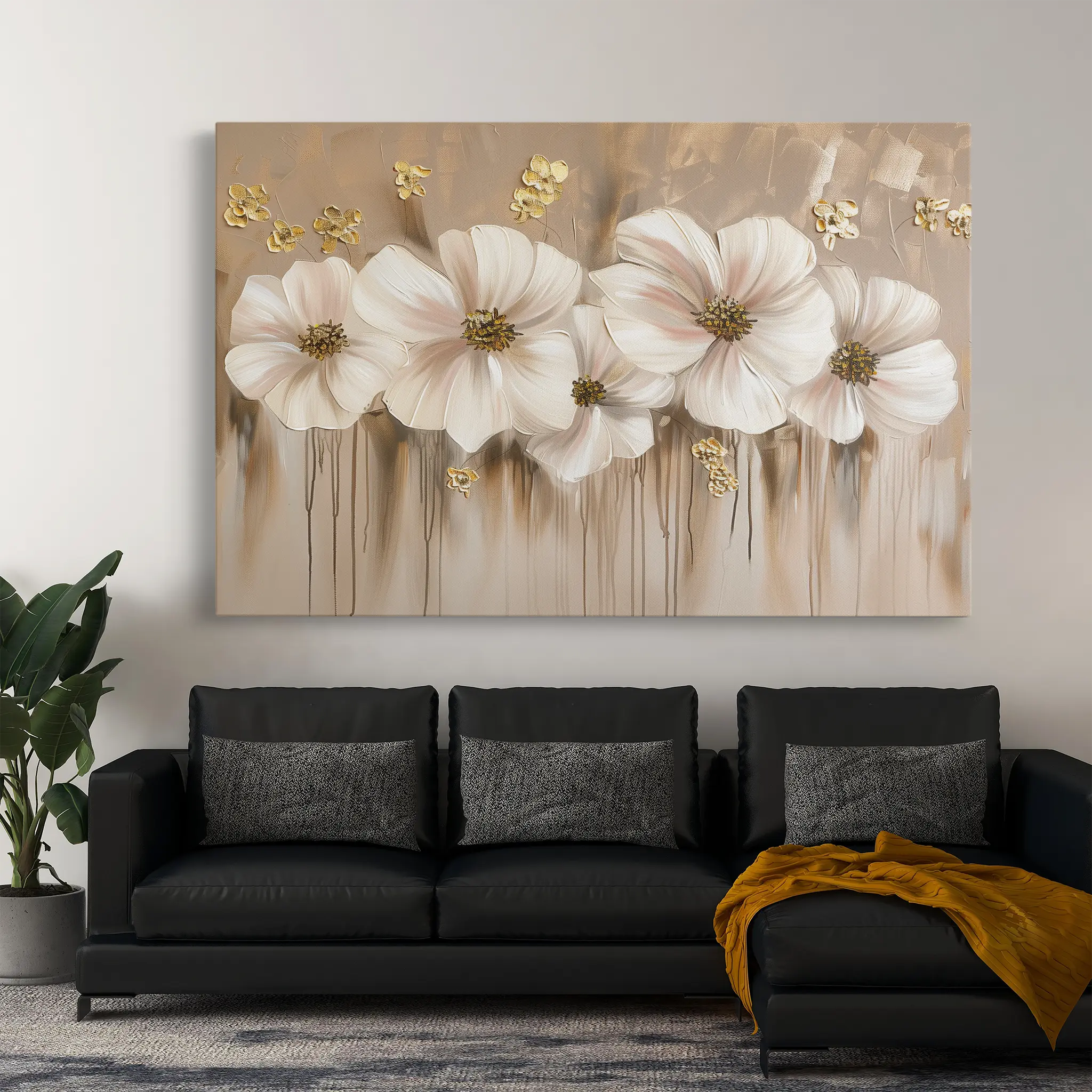 Floral Canvas Wall Art WAD081-F 90 x 60 cm / Stretched on hidden frame