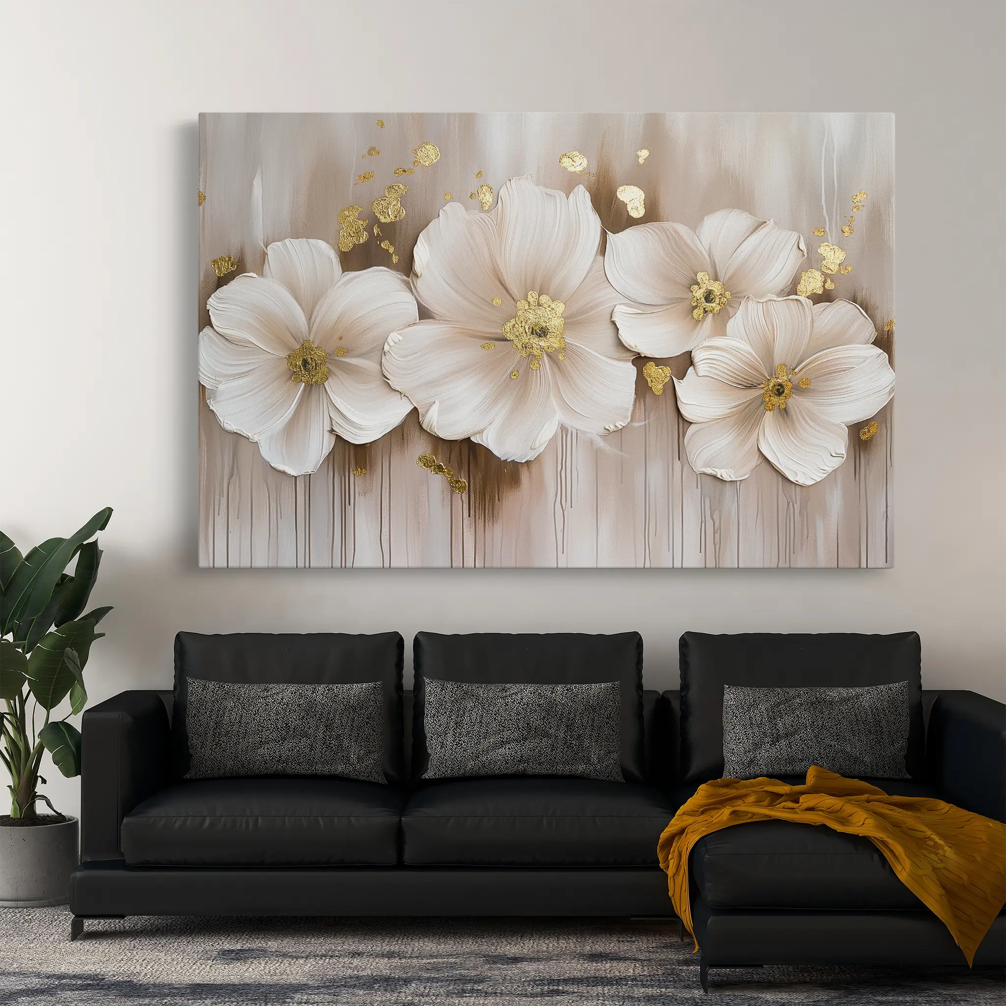 Floral Canvas Wall Art WAD082-F 90 x 60 cm / Stretched on hidden frame