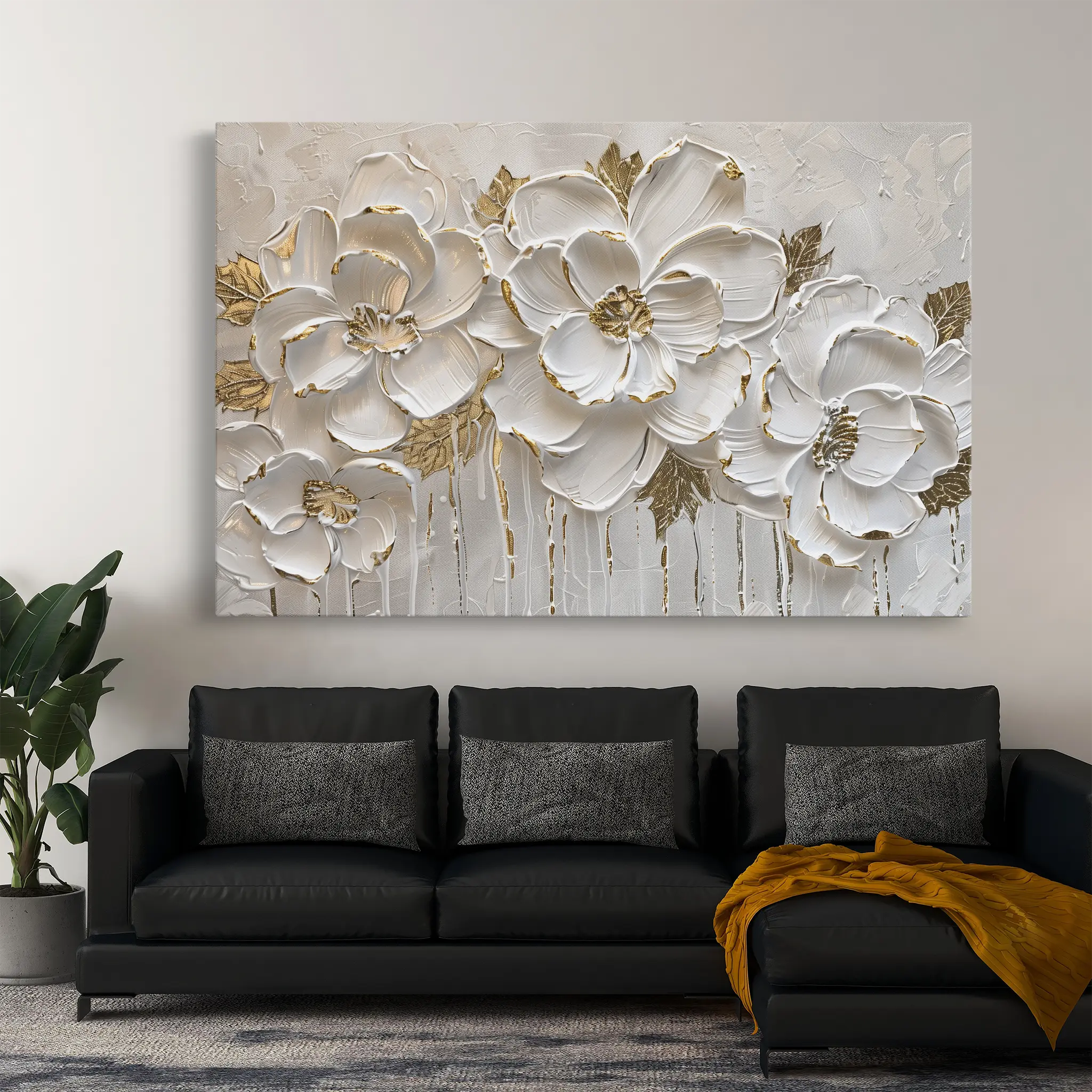 Floral Canvas Wall Art WAD090-F 90 x 60 cm / Stretched on hidden frame