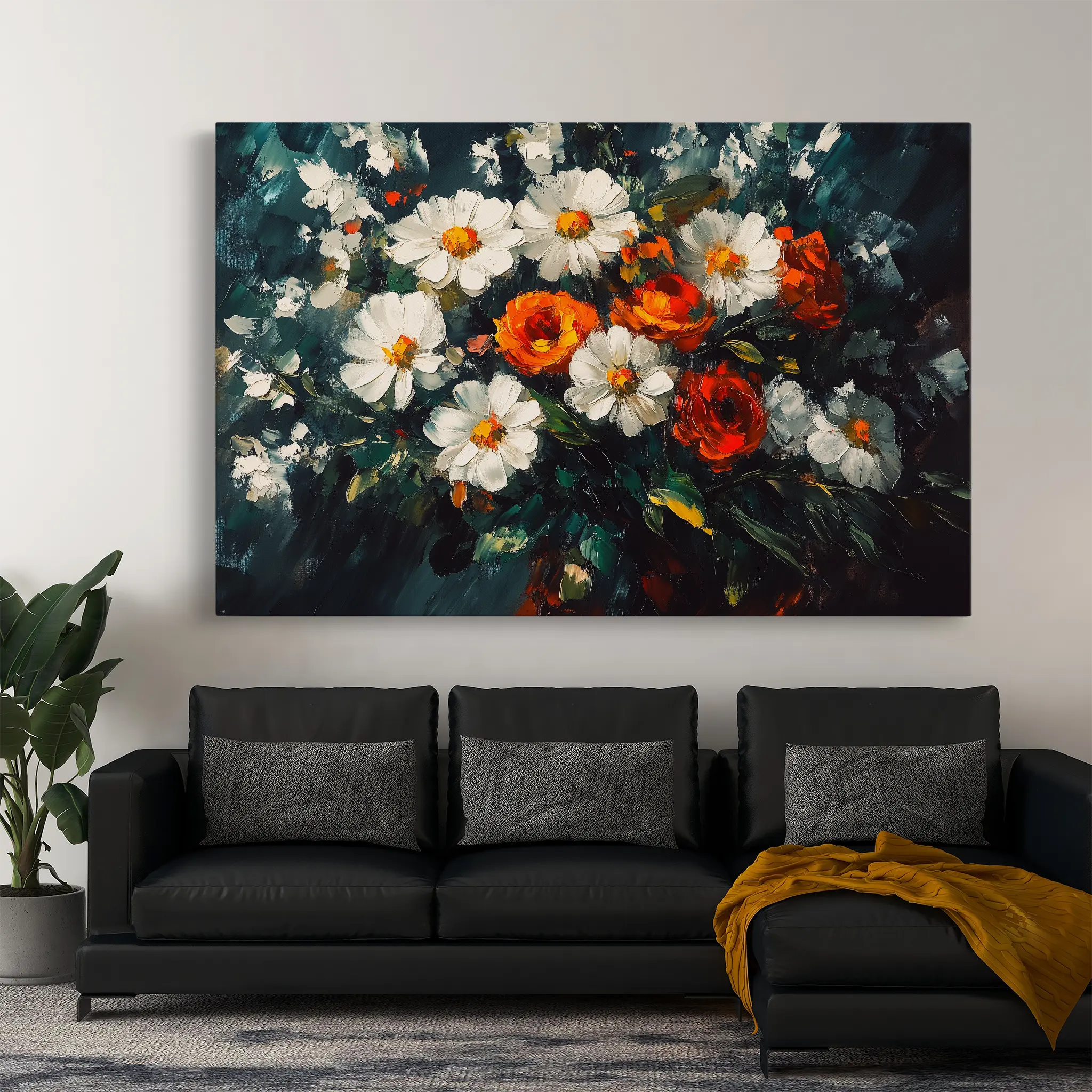 Floral Canvas Wall Art WAD1002-F 90 x 60 cm / Stretched on hidden frame