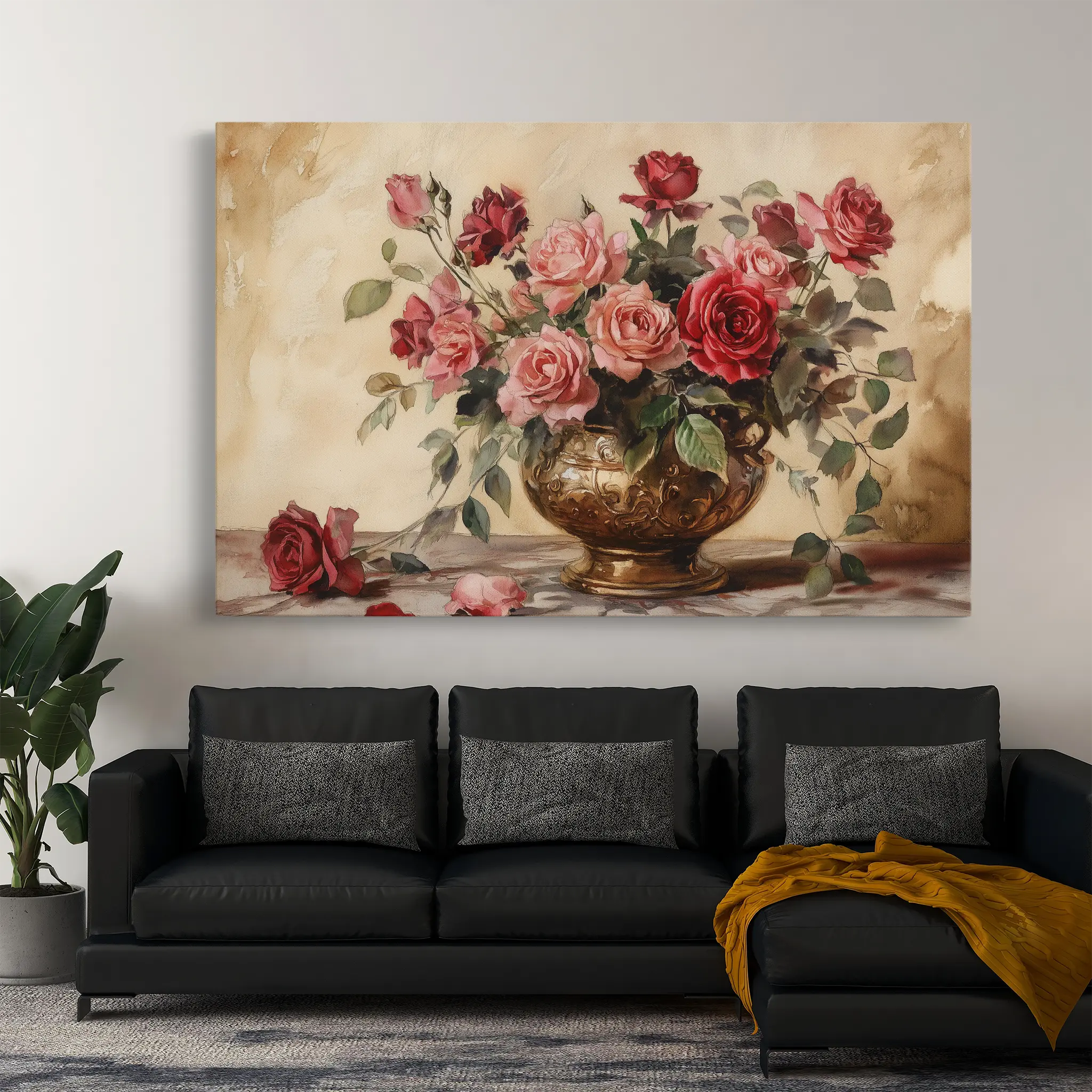 Floral Canvas Wall Art WAD1007-F 90 x 60 cm / Stretched on hidden frame