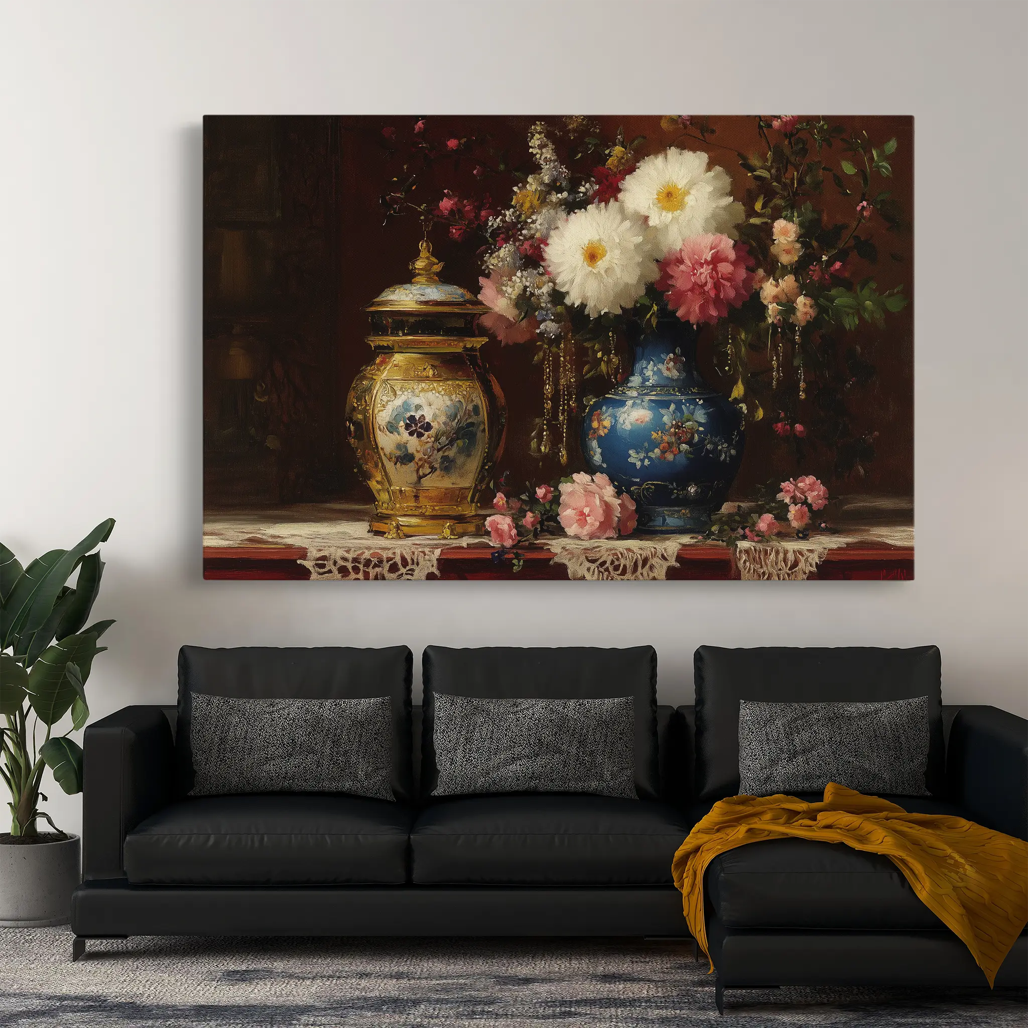 Floral Canvas Wall Art WAD1009-F 90 x 60 cm / Stretched on hidden frame