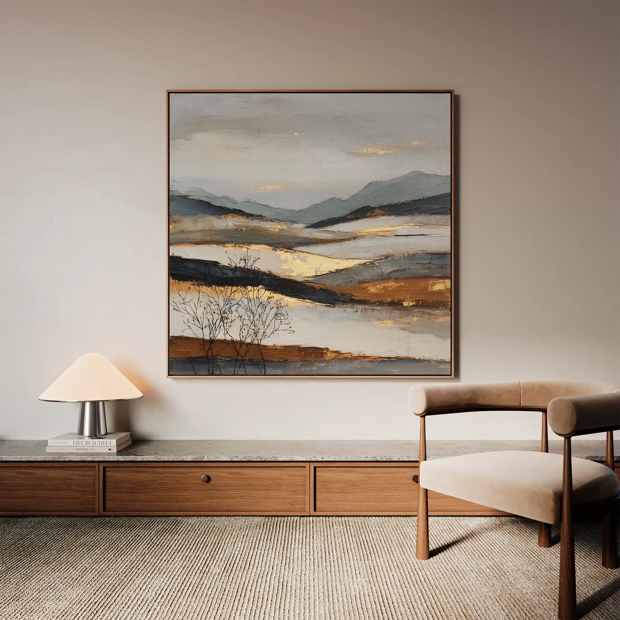 Abstract Canvas Wall Art WAD1023-A 80 x 80 cm / Stretched on hidden frame