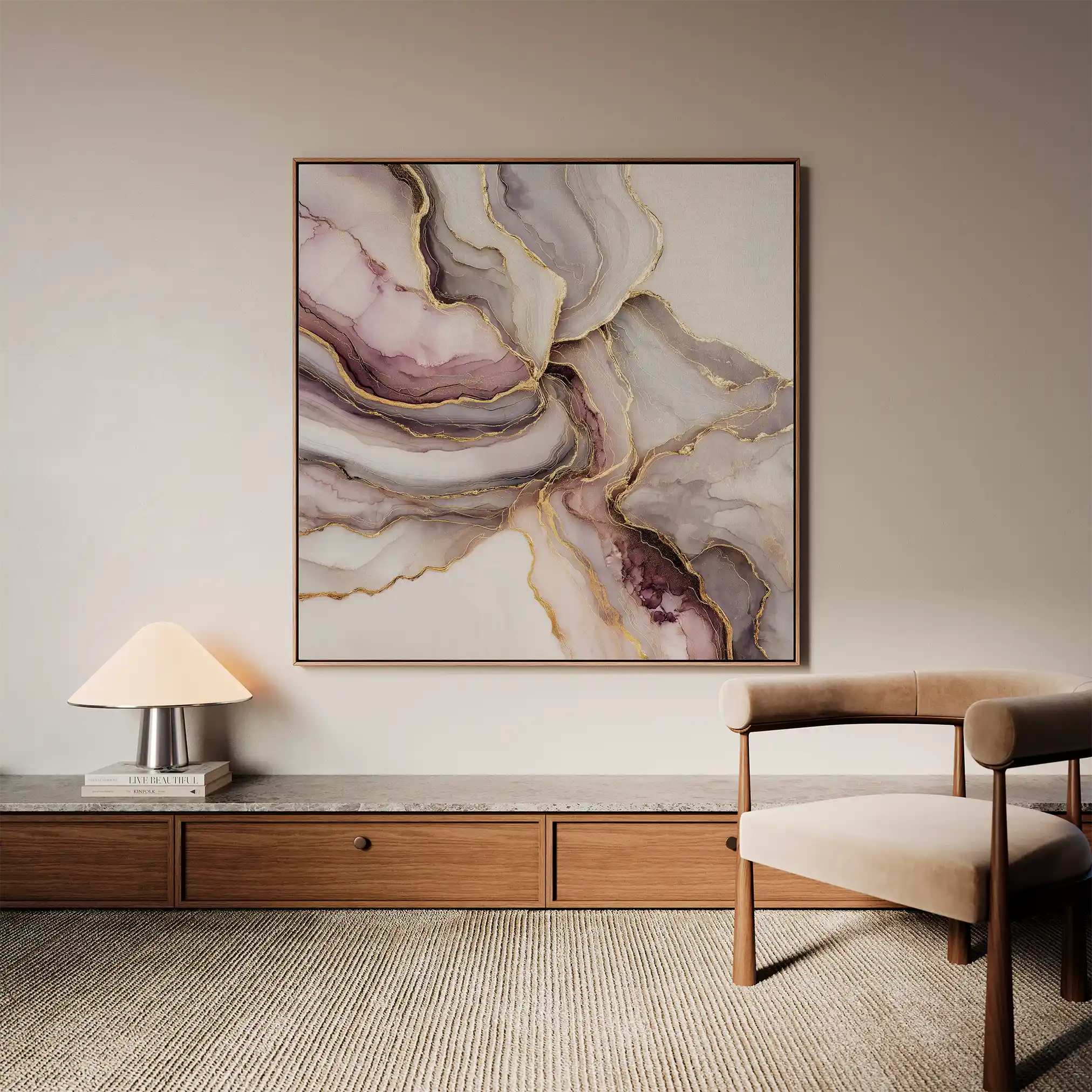 Abstract Canvas Wall Art WAD1036-A 80 x 80 cm / Stretched on hidden frame