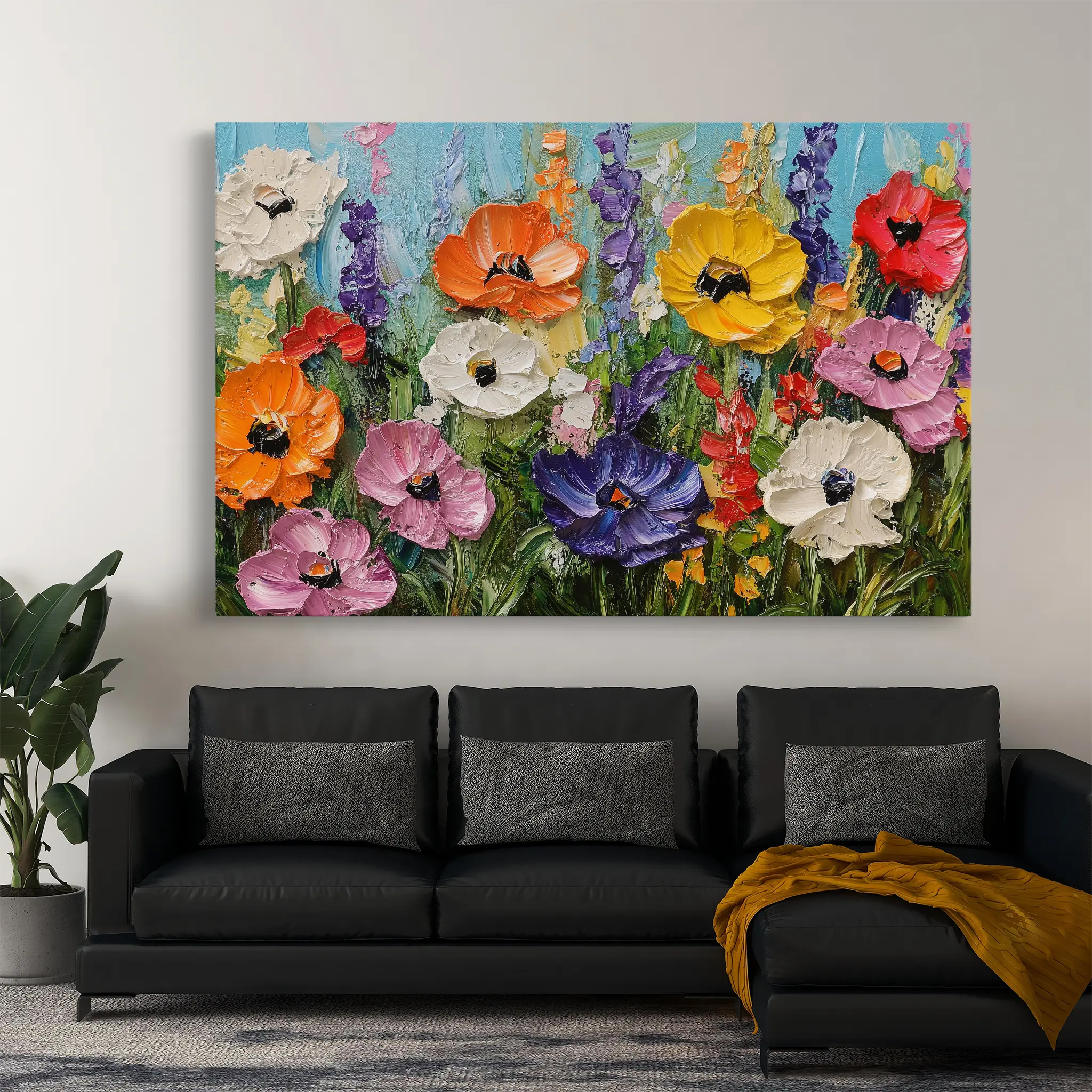 Floral Canvas Wall Art WAD1046-F 90 x 60 cm / Stretched on hidden frame