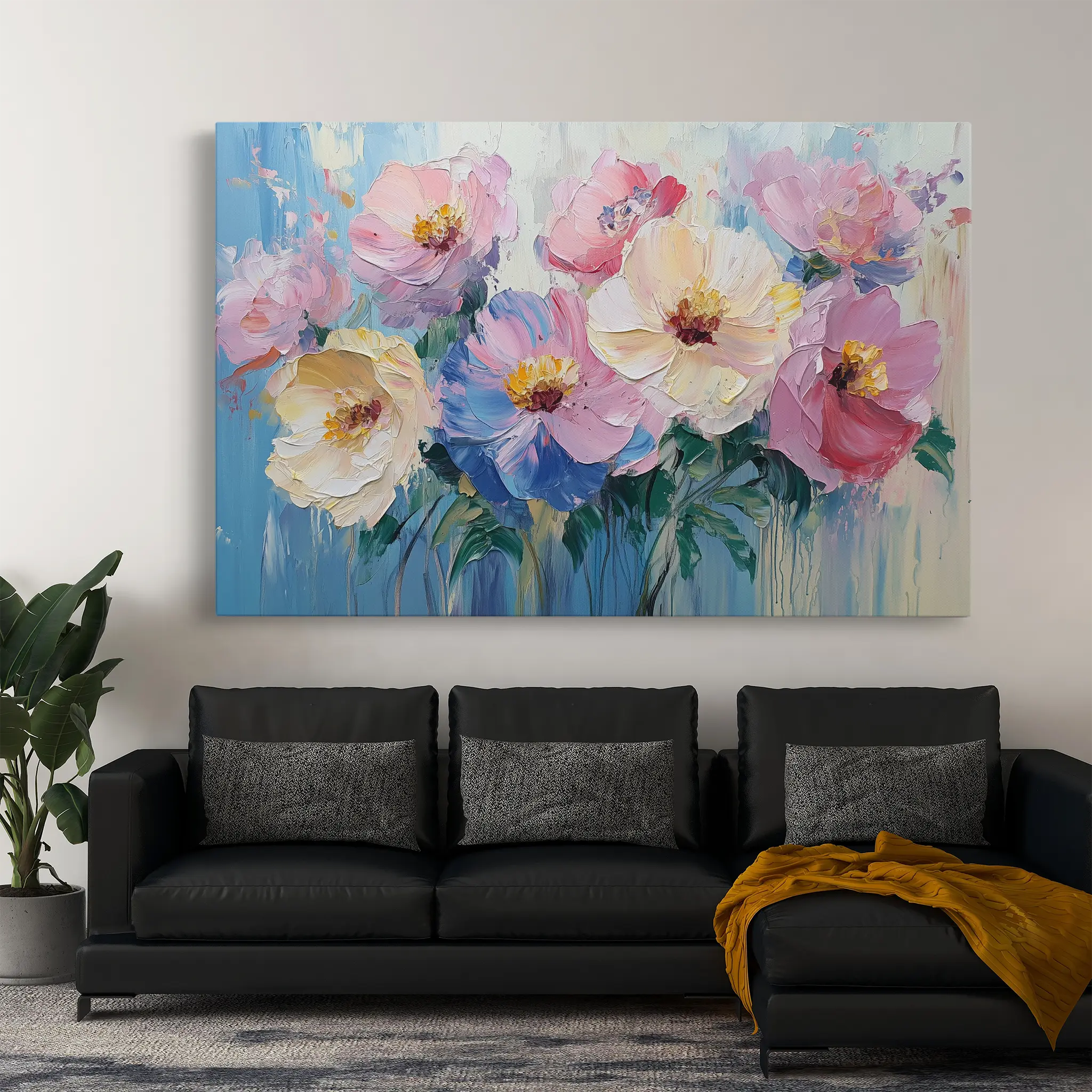 Floral Canvas Wall Art WAD1047-F 90 x 60 cm / Stretched on hidden frame