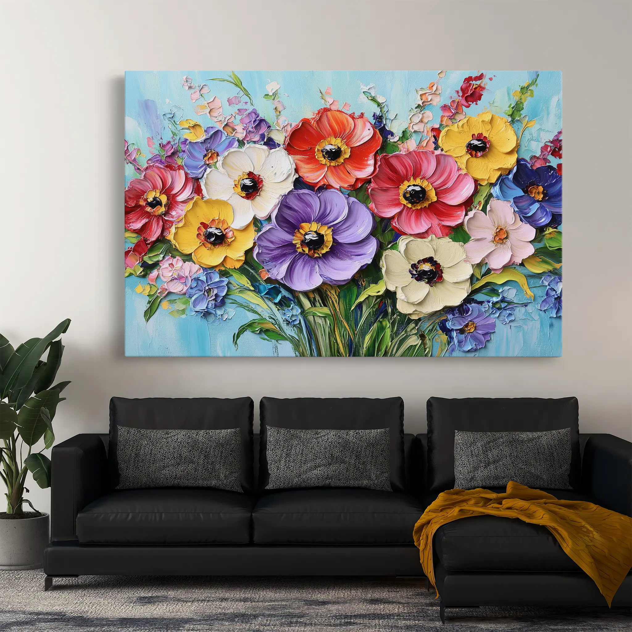 Floral Canvas Wall Art WAD1068-F 90 x 60 cm / Stretched on hidden frame