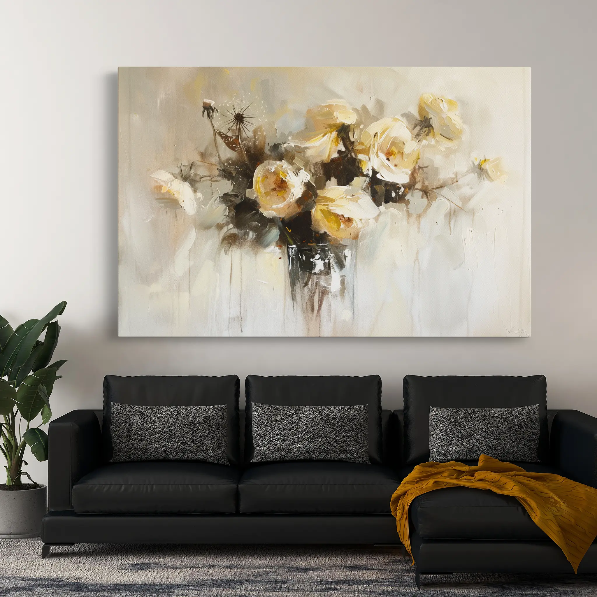 Floral Canvas Wall Art WAD107-F 90 x 60 cm / Stretched on hidden frame