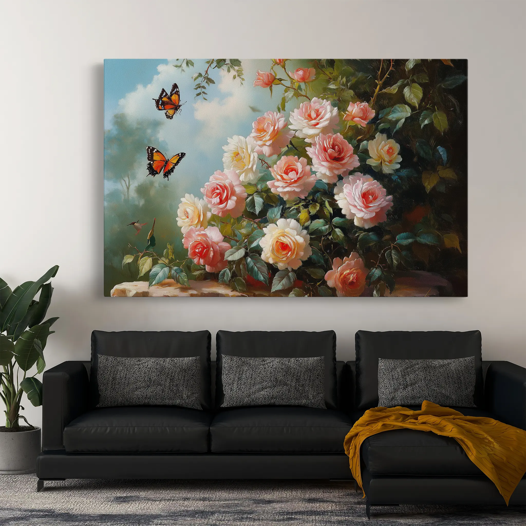 Floral Canvas Wall Art WAD1072-F 90 x 60 cm / Stretched on hidden frame