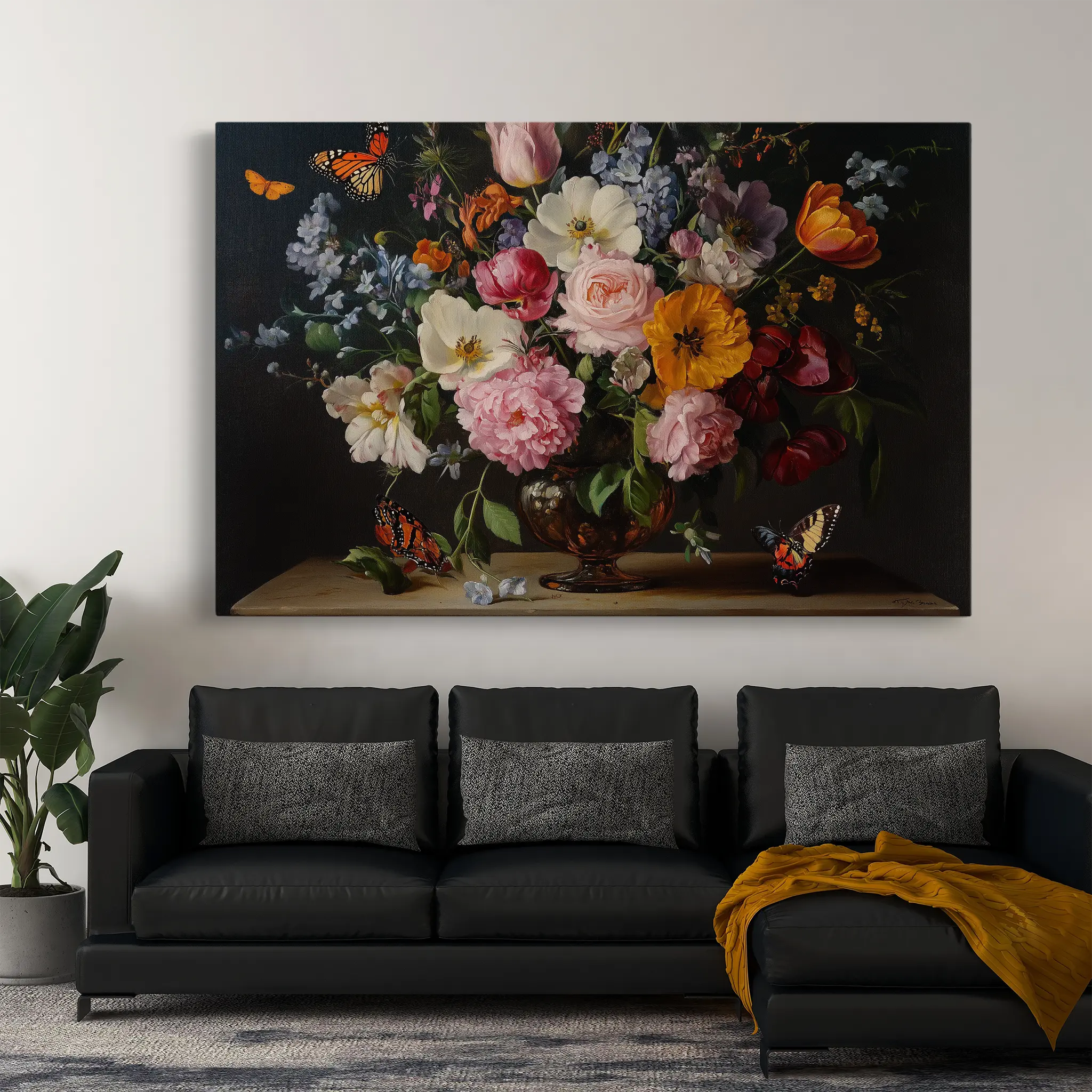 Floral Canvas Wall Art WAD1073-F 90 x 60 cm / Stretched on hidden frame