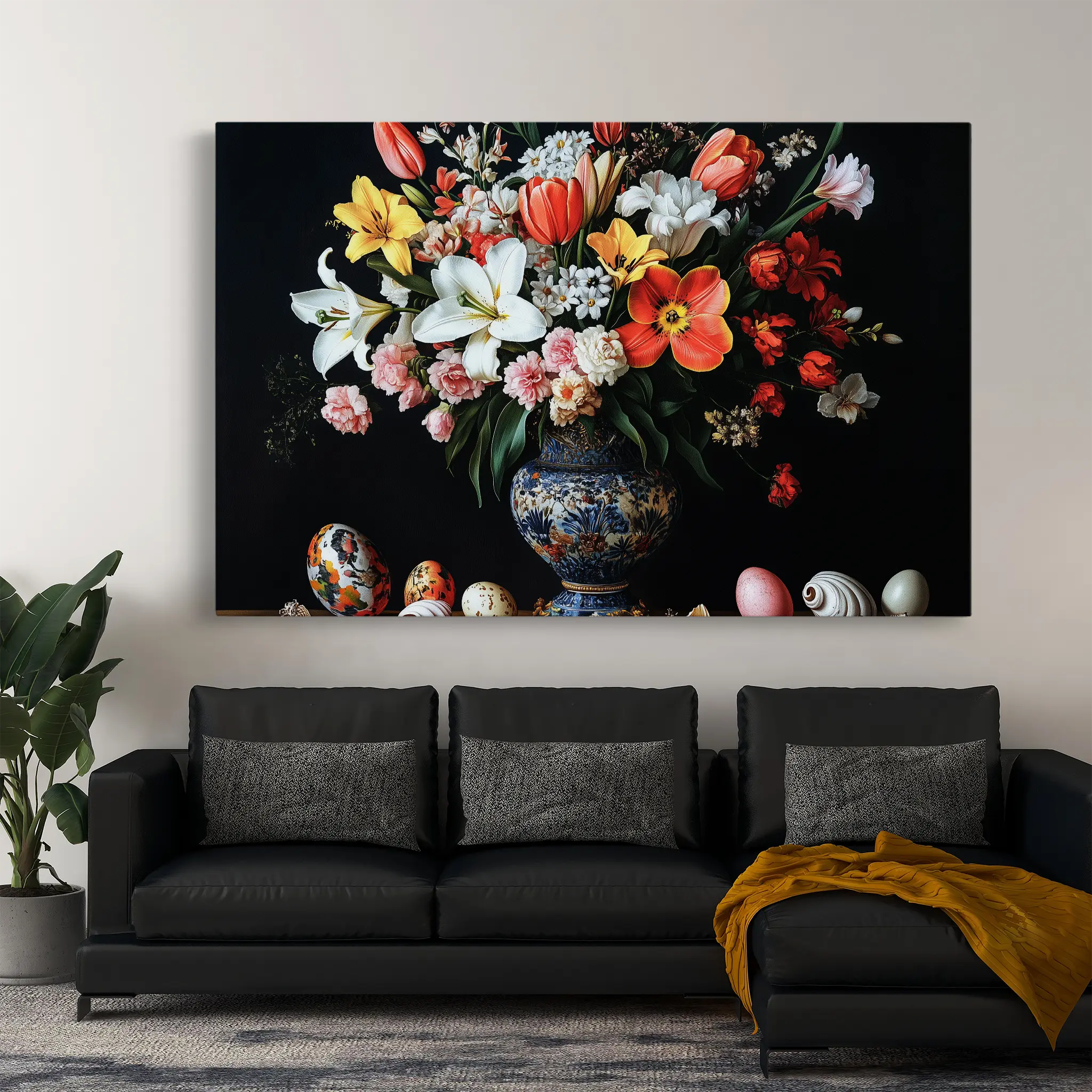 Floral Canvas Wall Art WAD1074-F 90 x 60 cm / Stretched on hidden frame