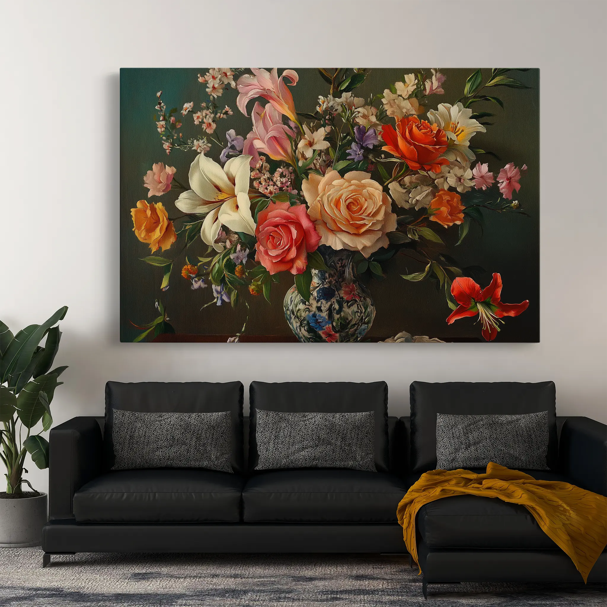 Floral Canvas Wall Art WAD1082-F 90 x 60 cm / Stretched on hidden frame