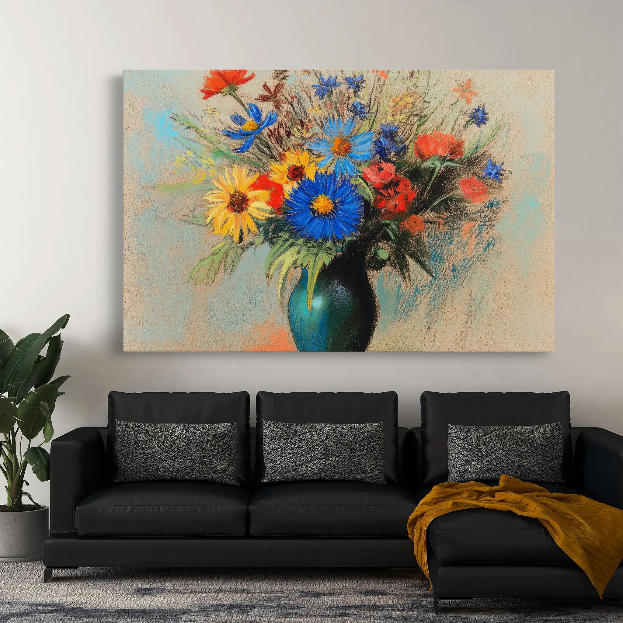 Floral Canvas Wall Art WAD1083-F 90 x 60 cm / Stretched on hidden frame