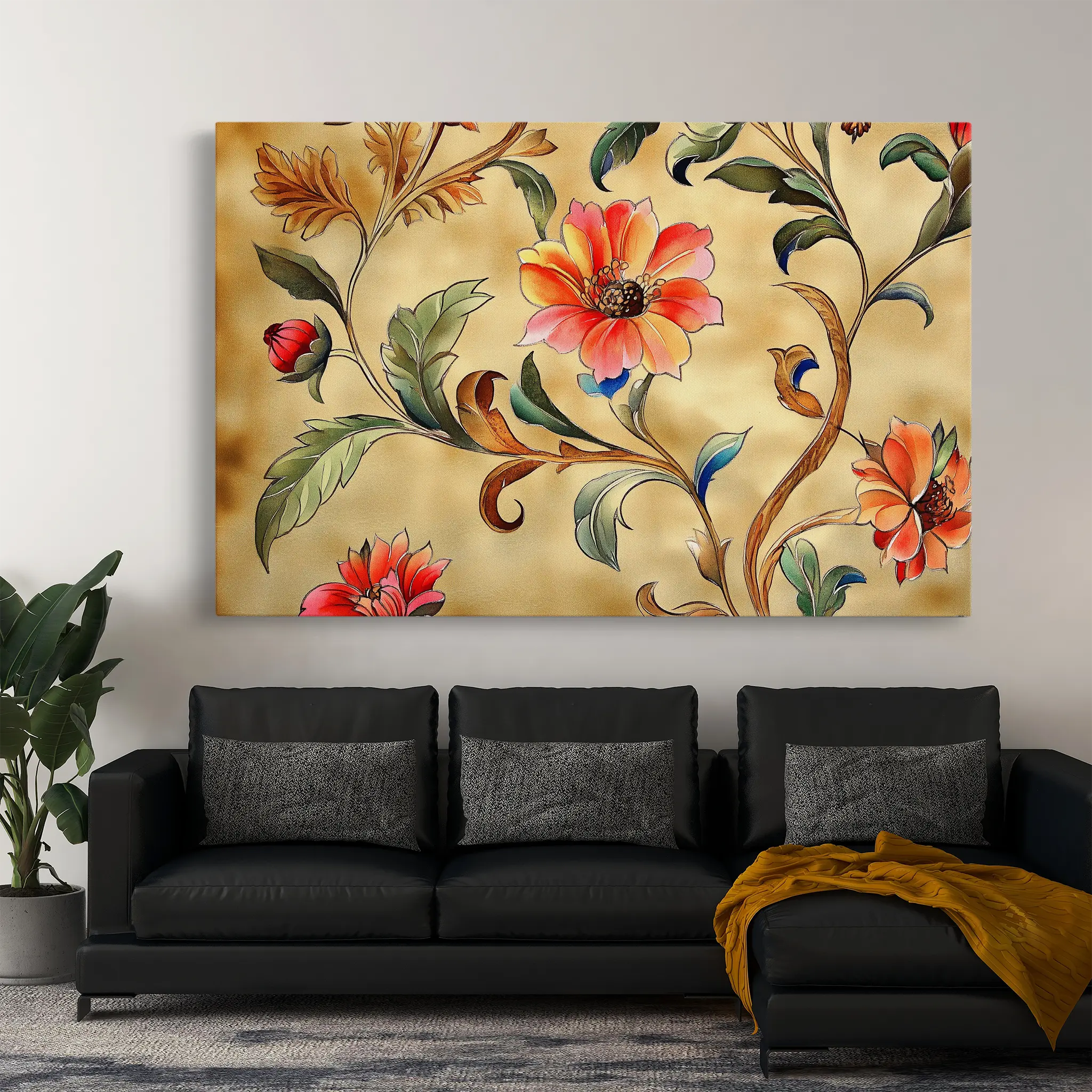 Floral Canvas Wall Art WAD1087-F 90 x 60 cm / Stretched on hidden frame