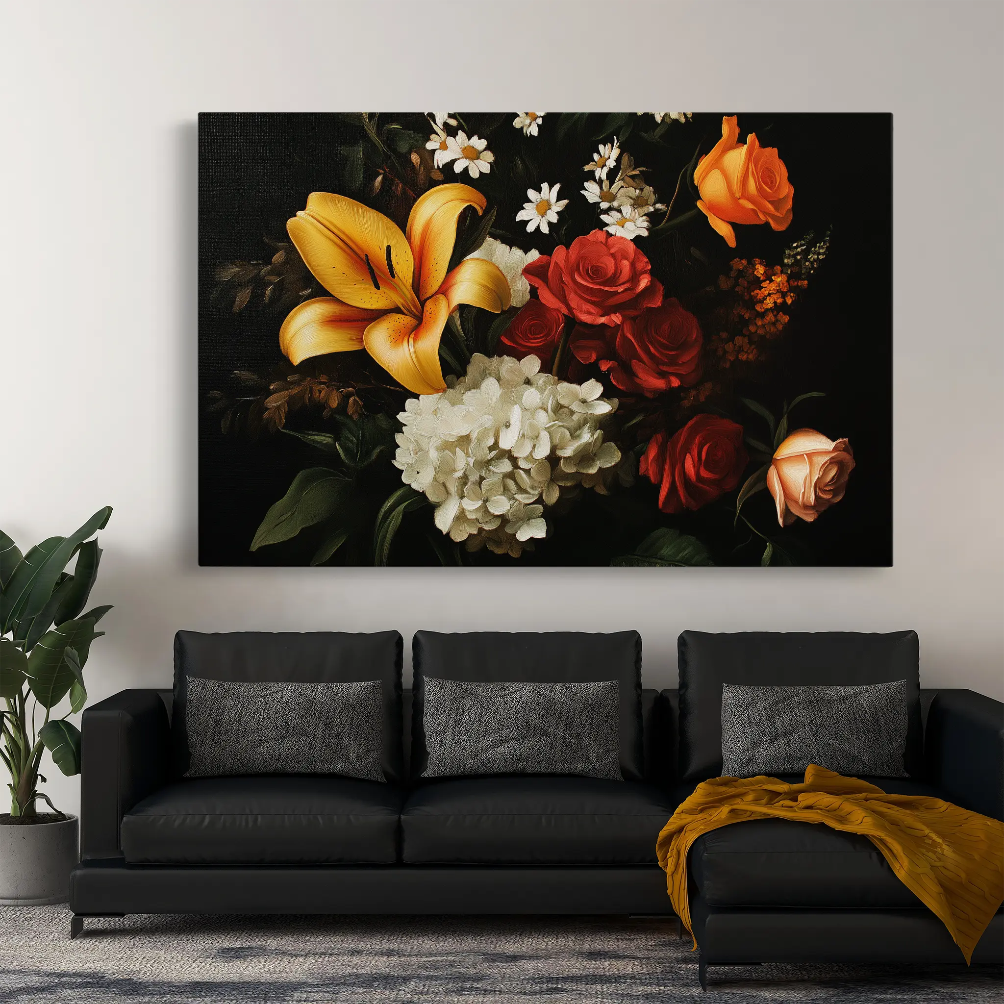 Floral Canvas Wall Art WAD1092-F 90 x 60 cm / Stretched on hidden frame