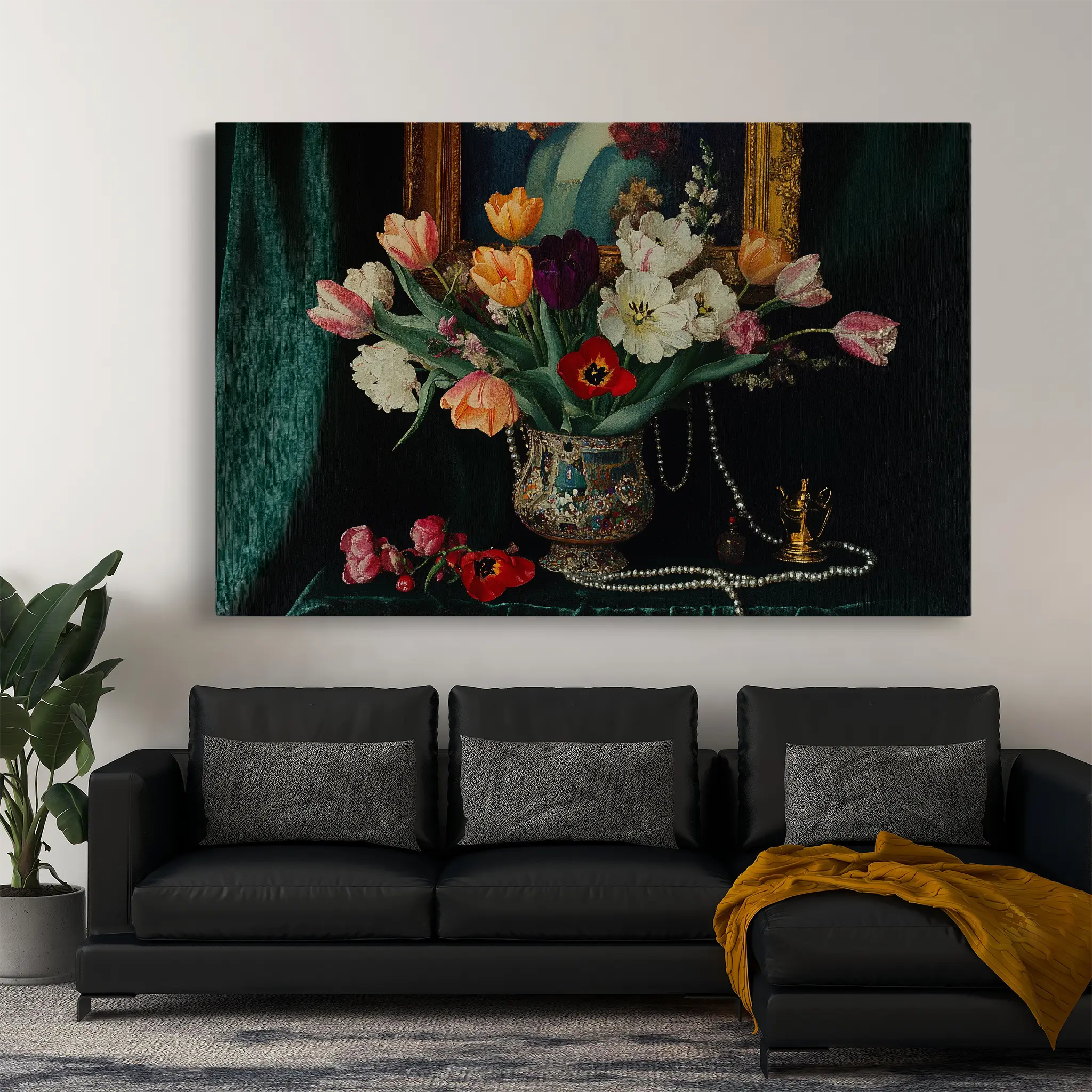 Floral Canvas Wall Art WAD1096-F 90 x 60 cm / Stretched on hidden frame