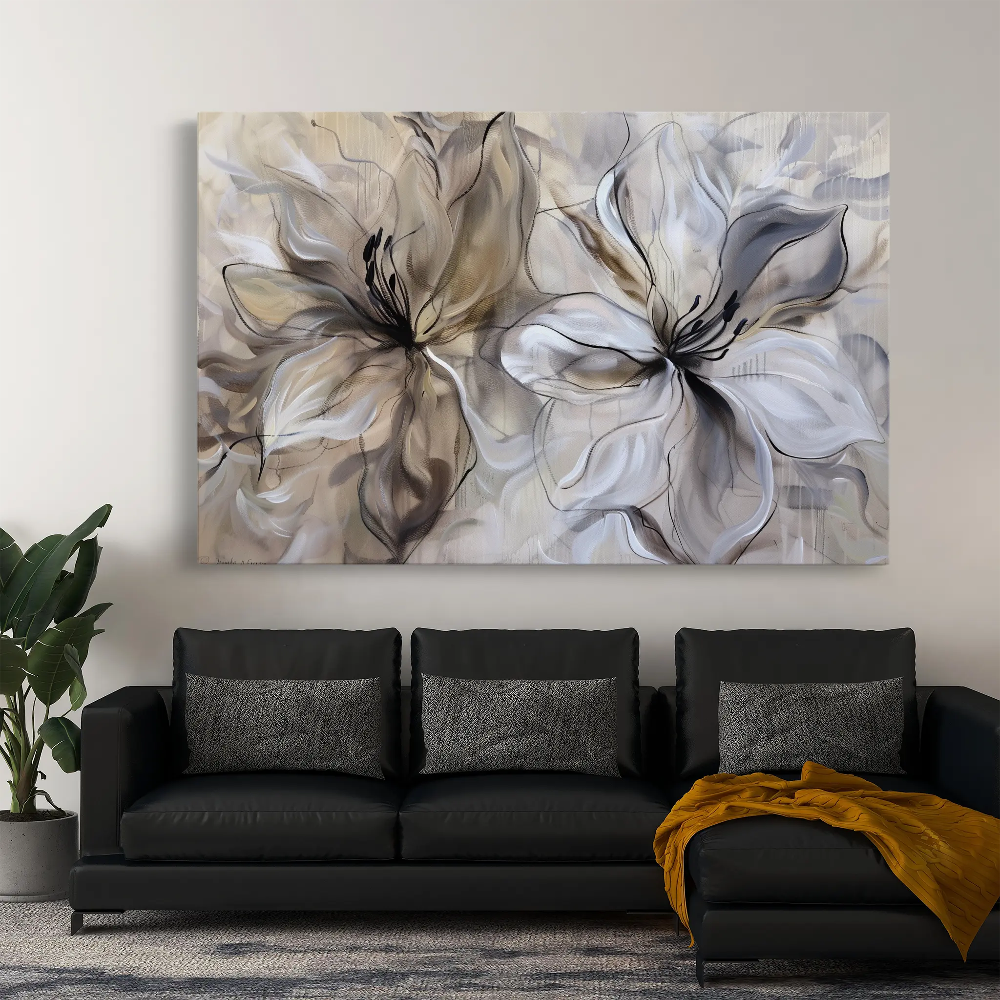 Floral Canvas Wall Art WAD115-F 90 x 60 cm / Stretched on hidden frame