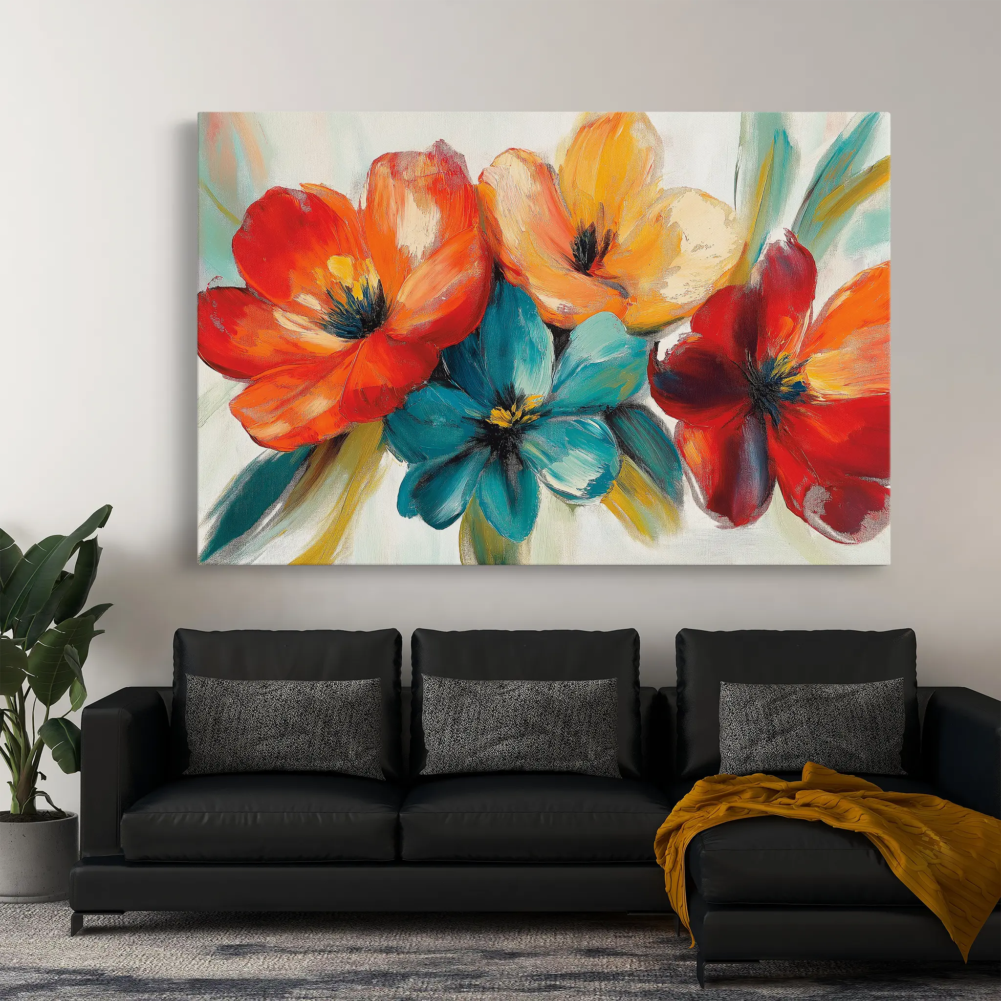 Floral Canvas Wall Art WAD1163-F 90 x 60 cm / Stretched on hidden frame