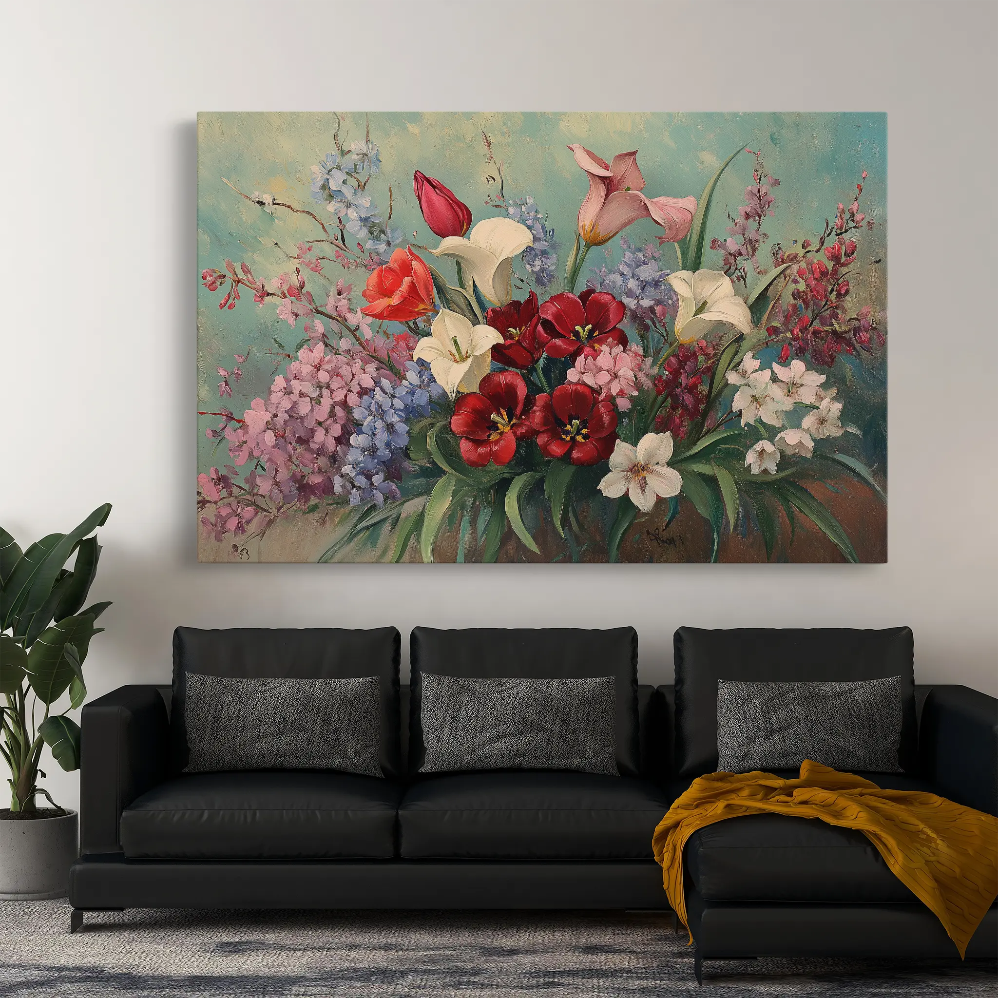 Floral Canvas Wall Art WAD1169-F 90 x 60 cm / Stretched on hidden frame