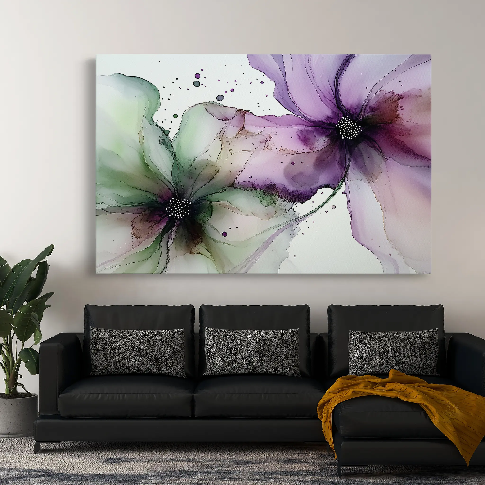 Floral Canvas Wall Art WAD1183-F 90 x 60 cm / Stretched on hidden frame