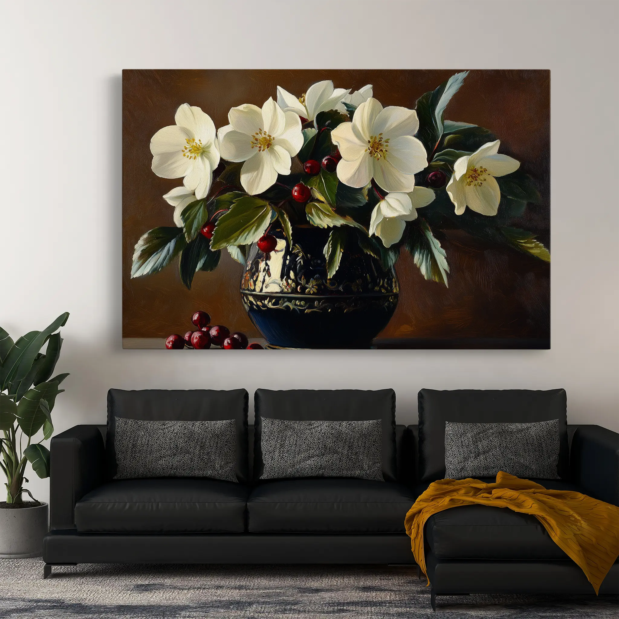 Floral Canvas Wall Art WAD1184-F 90 x 60 cm / Stretched on hidden frame