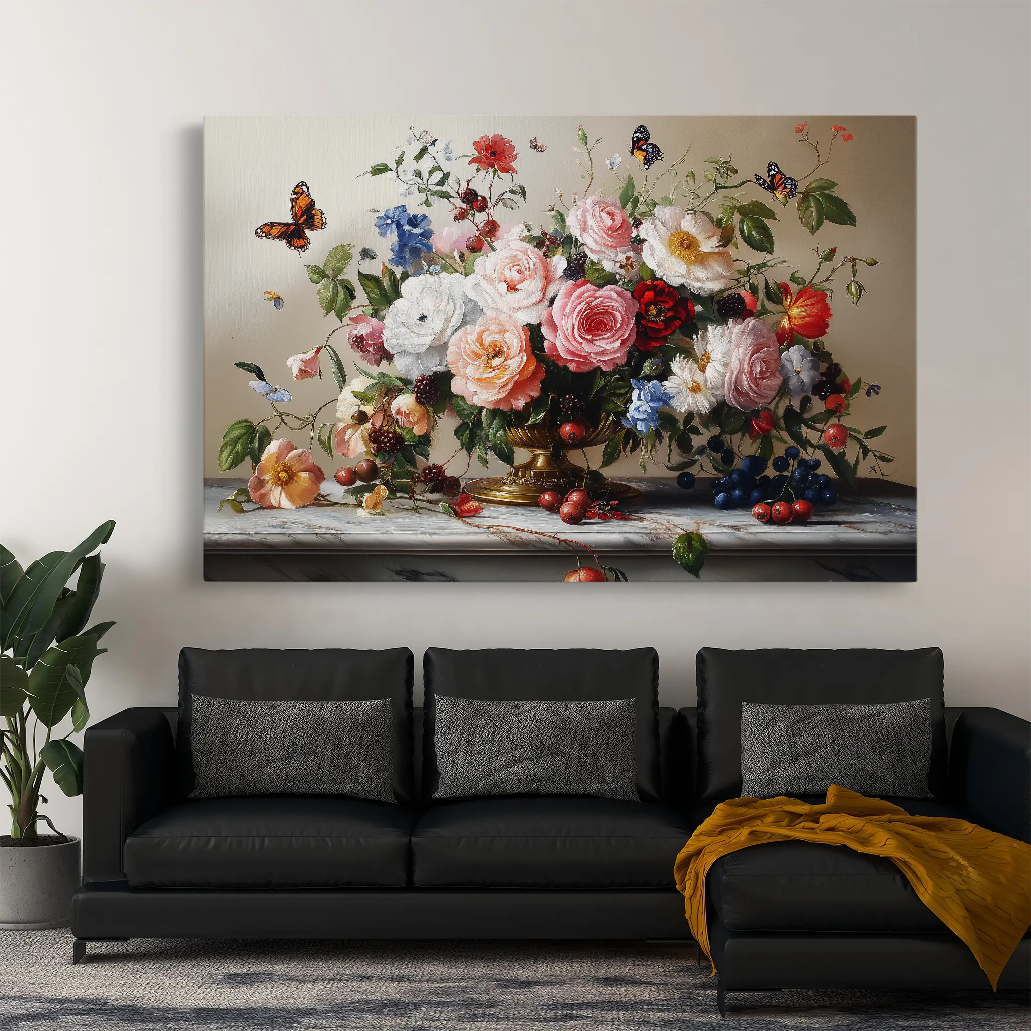 Floral Canvas Wall Art WAD1187-F 90 x 60 cm / Stretched on hidden frame