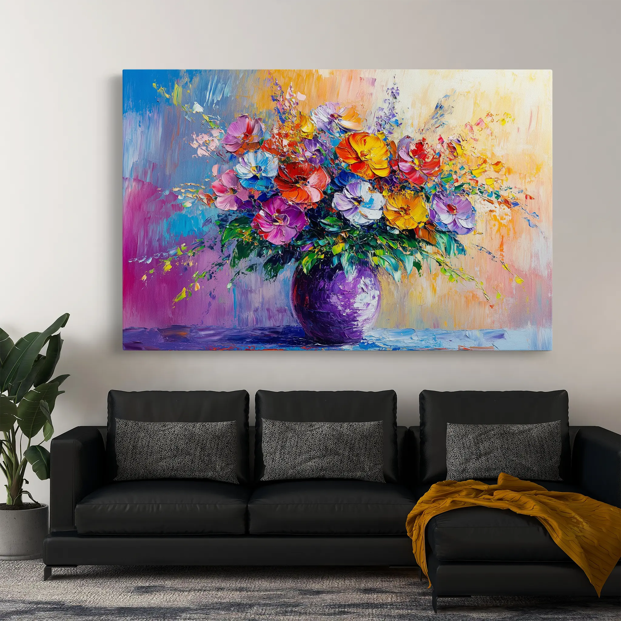 Floral Canvas Wall Art WAD1193-F 90 x 60 cm / Stretched on hidden frame