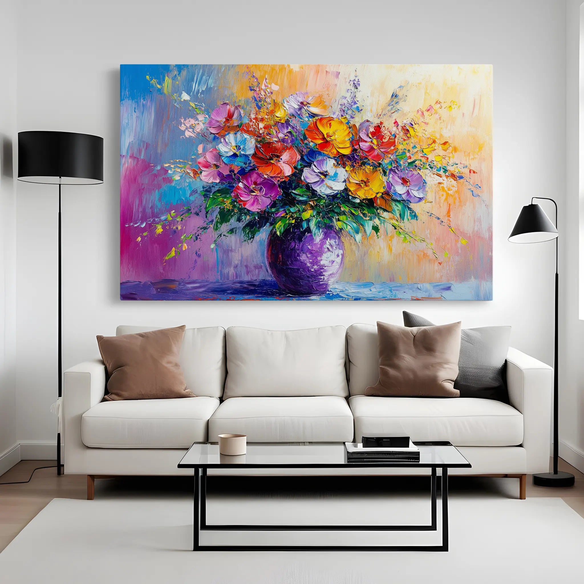 Floral Canvas Wall Art WAD1193-F 90 x 60 cm / Stretched on hidden frame