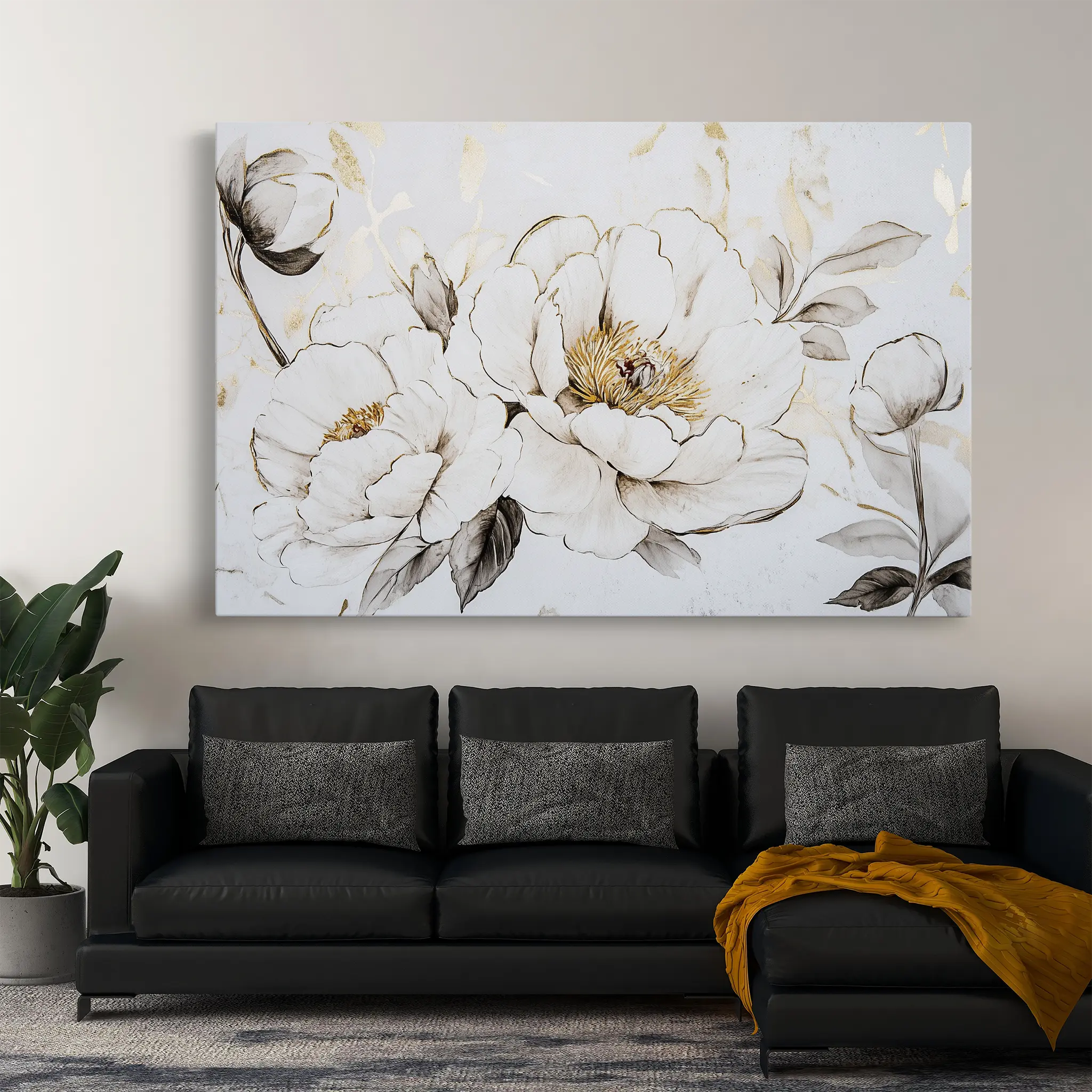 Floral Canvas Wall Art WAD1196-F 90 x 60 cm / Stretched on hidden frame